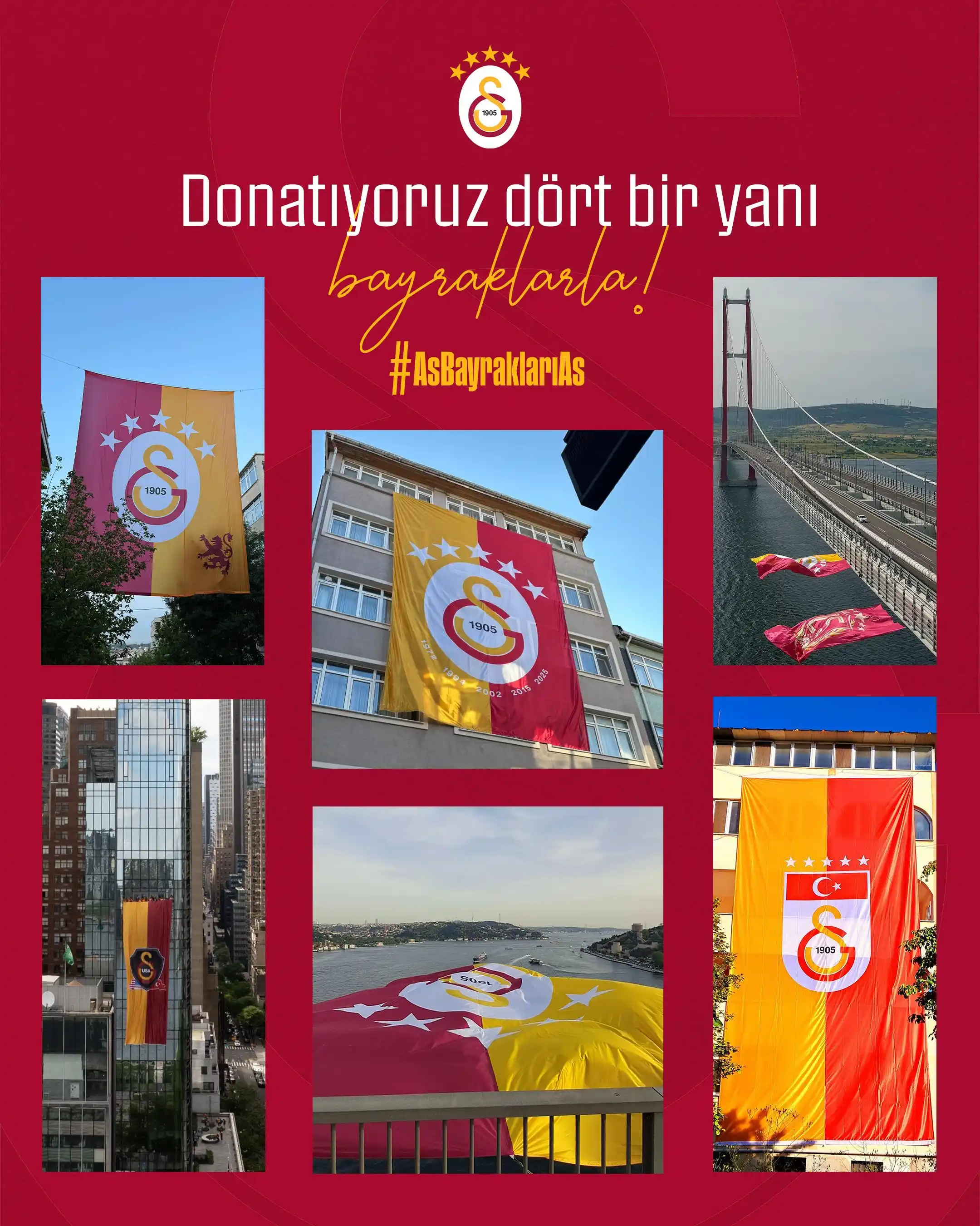 Image from Galatasaray: 😍 Türkiye’nin ve dünyanın dört bir yanını 5 yıldızlı bayraklarla dona...