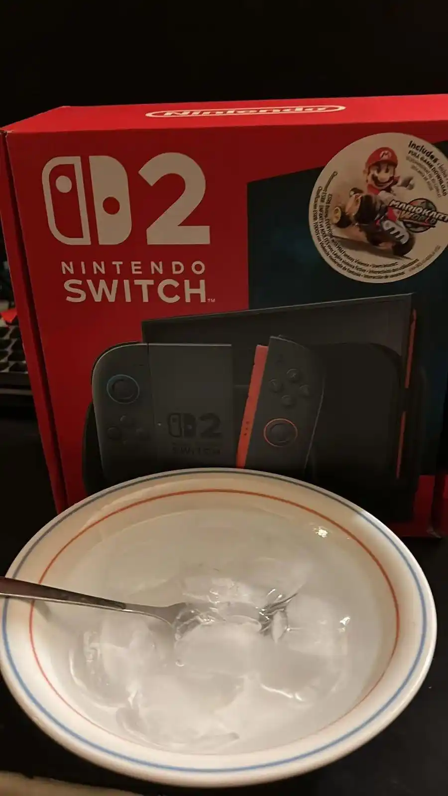 Image from 9GAG: My dinner after getting Switch2 🥲...