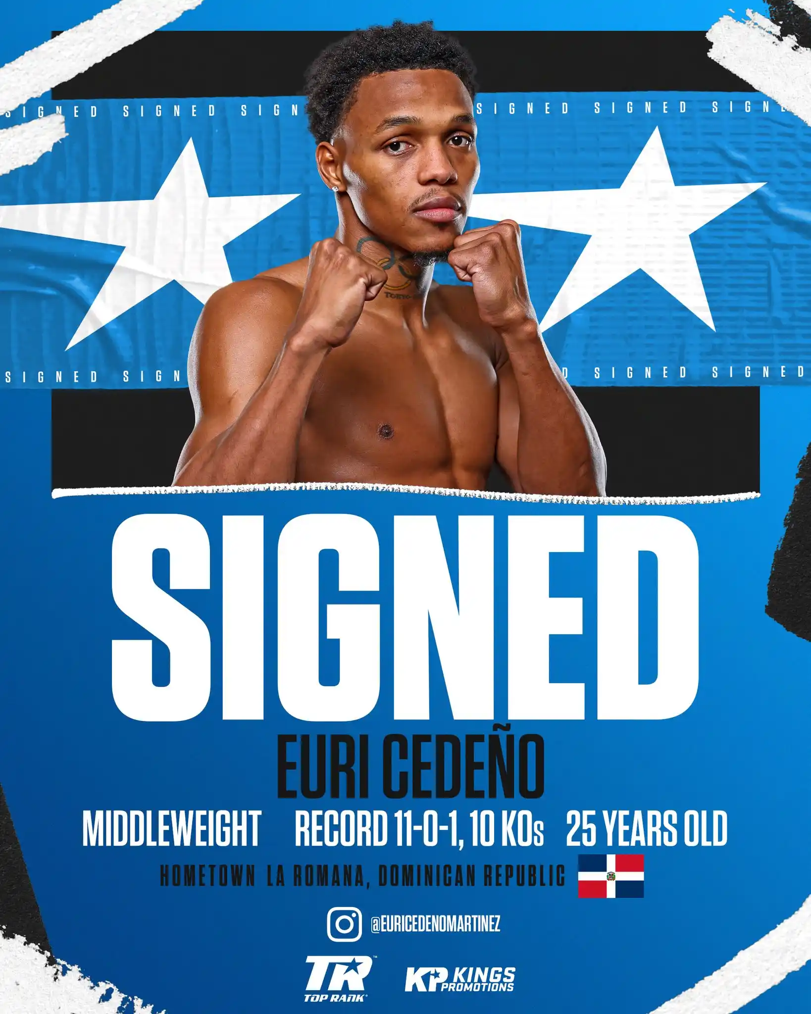 Image from Top Rank Boxing: 🇩🇴 LA BAZOOKA SIGNED 🇩🇴 Undefeated Dominican Middleweight Euri Ce...