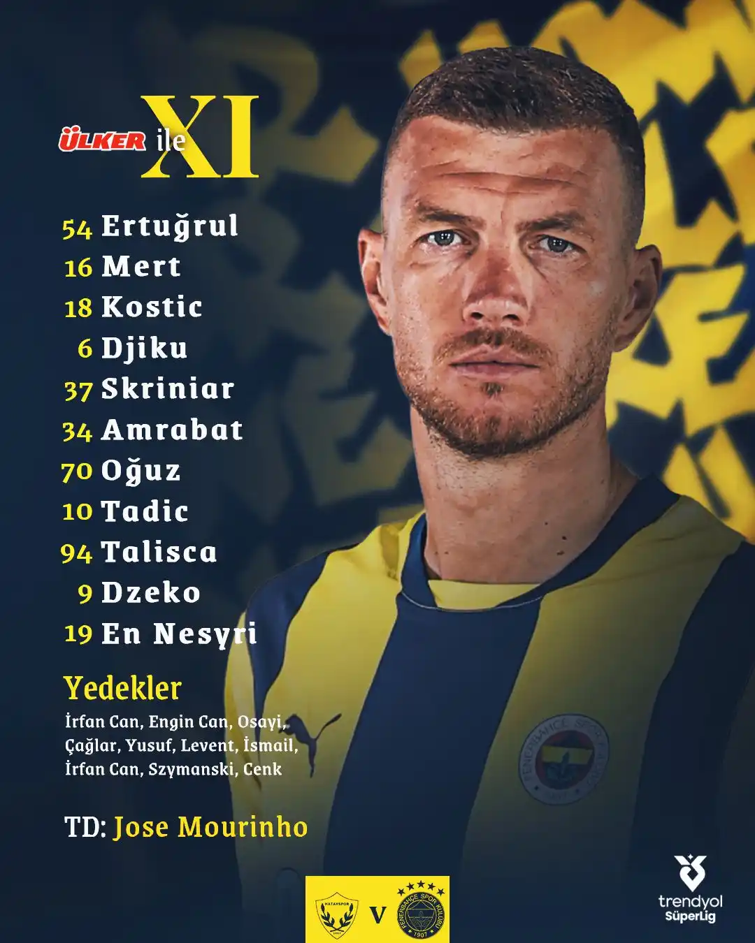Image from Fenerbahçe: A. Hatayspor maçı ilk 11'imiz belli oldu. <a class="text-blue-500 ho...