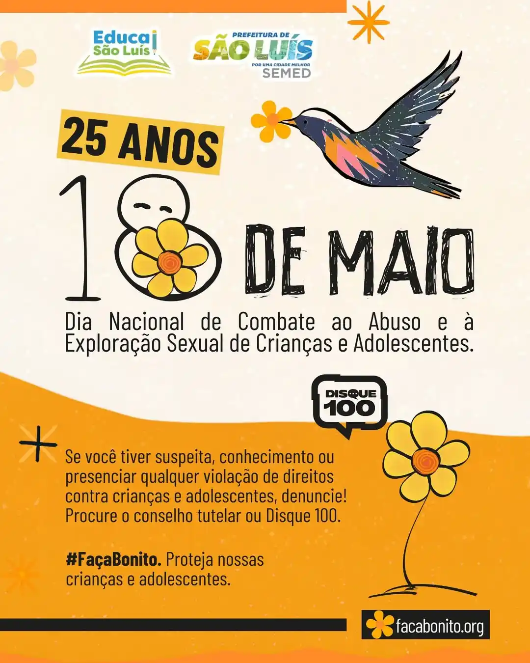 Image from Prefeitura de São Luís: Hoje, 18 de maio, o Dia Nacional de Combate ao Abuso e à Exploração Se...
