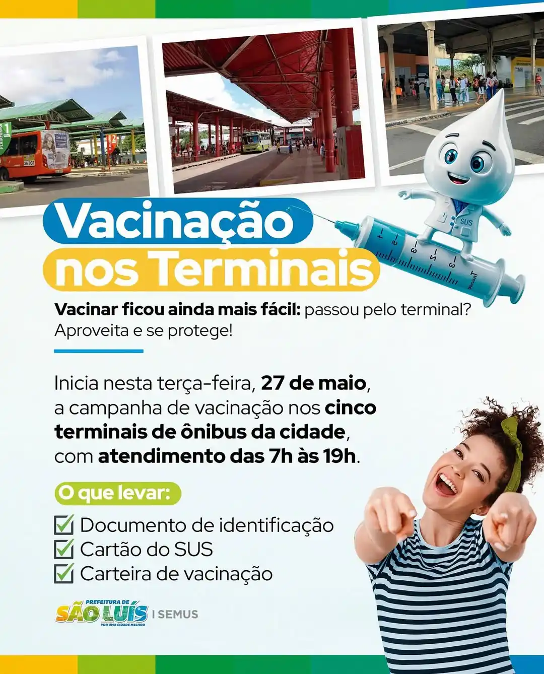 Image from Prefeitura de São Luís: *🤩💉 Vacinar ficou ainda mais fácil!* ✅🚍 A partir desta terça-feira...