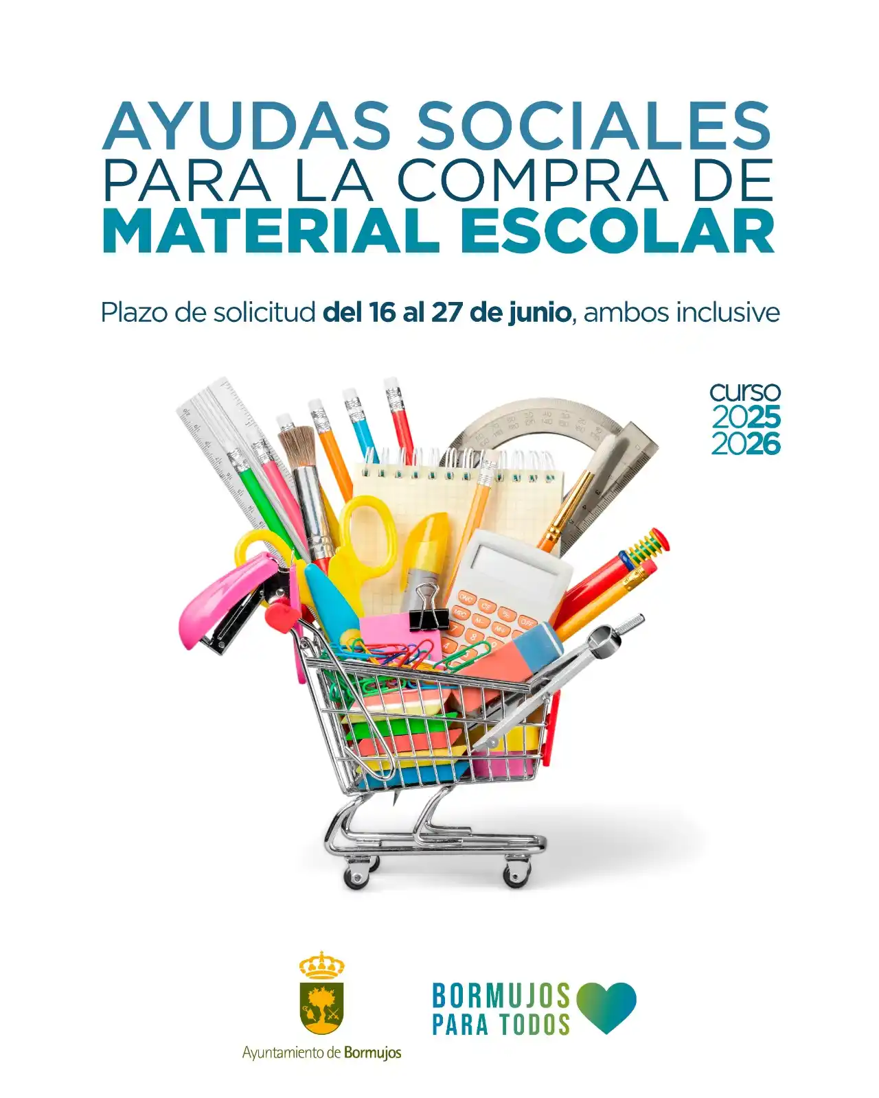 Image from Ayuntamiento de Bormujos: AYUDAS PARA MATERIAL ESCOLAR PARA EL CURSO 2025/2026 ➡️Nueva convocato...