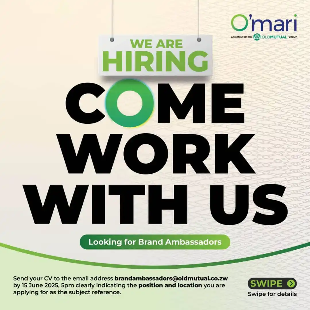 Image from ApplyNOW Zimbabwe: CAREER OPPORTUNITIES 📢 Old Mutual is recruiting nationwide Brand Amba...