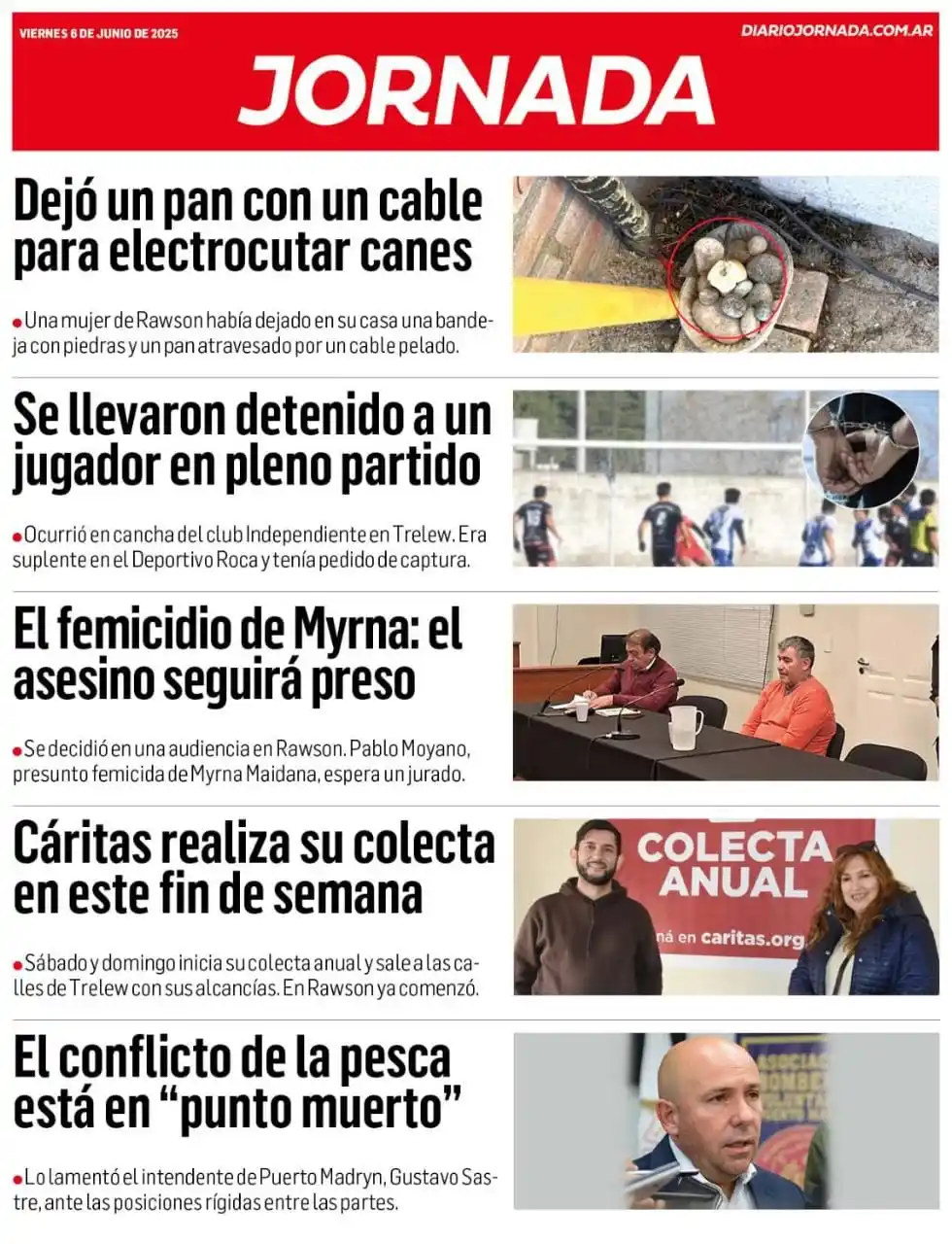 Image from Diario Jornada: • *CRUELDAD ANIMAL / Rawson: dejó un pan con un cable para electrocuta...