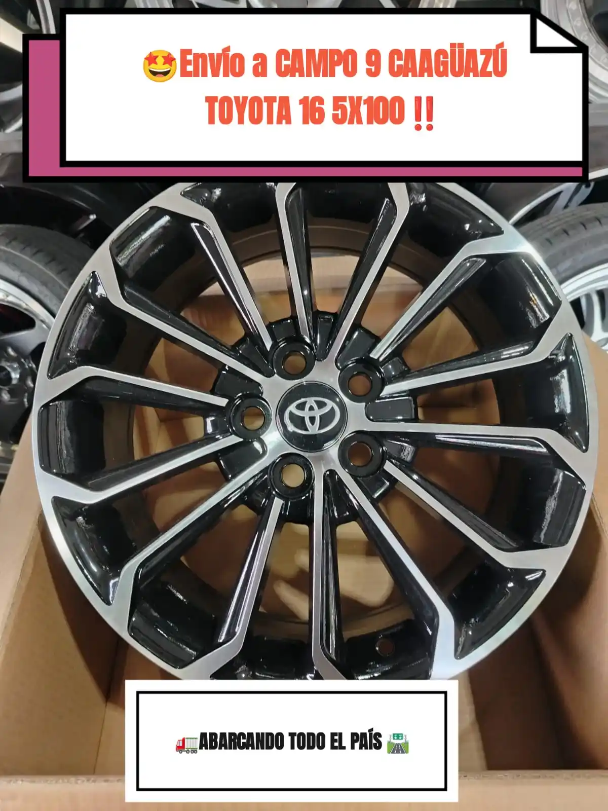 Image from Tienda Online Llantas: 🤩Envío a CAMPO 9 CAAGÜAZÚ, TOYOTA 16 5x100 nuevos en caja‼️ 😎Otro cl...