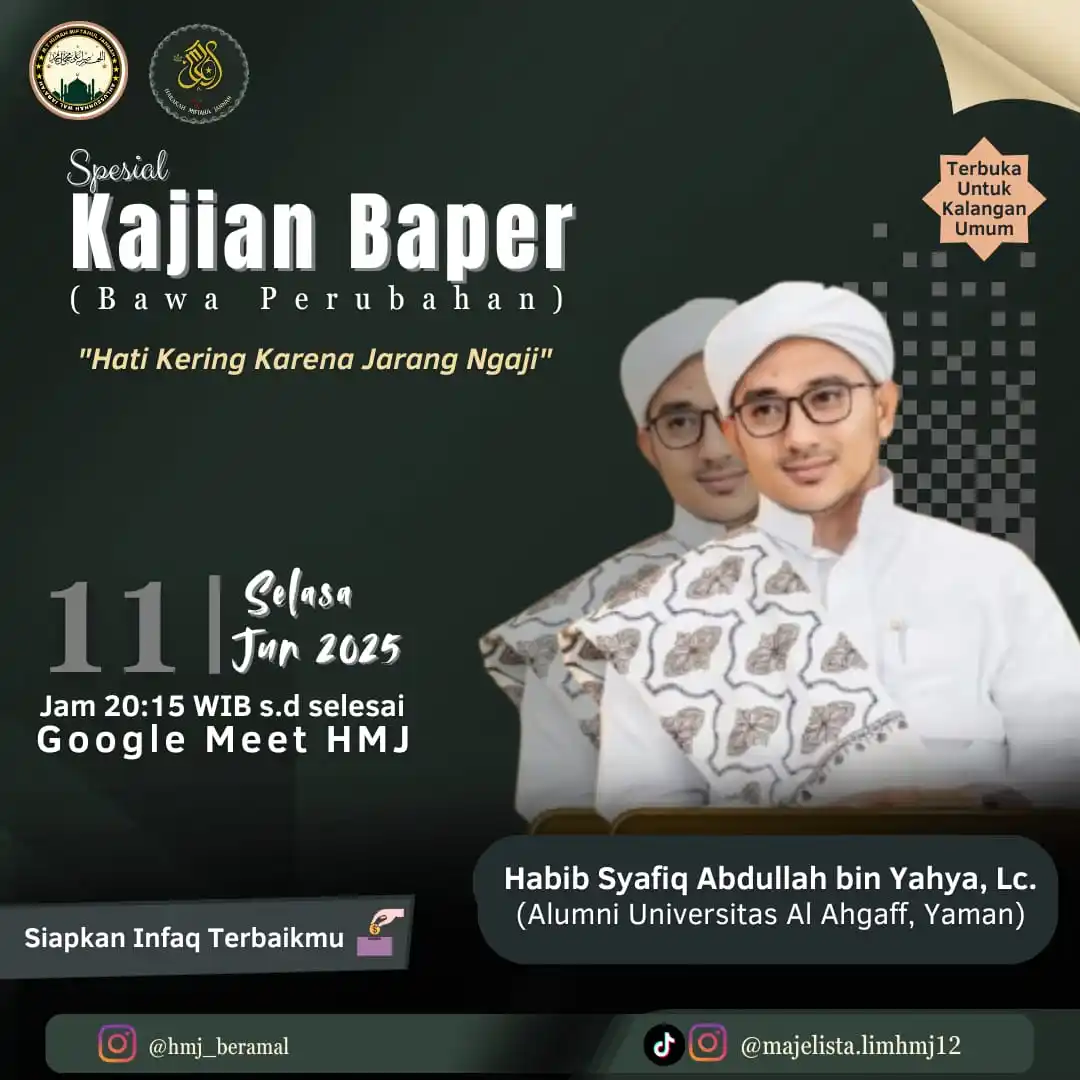 Image from Majelis Ta'lim Miftahul Jannah | Yayasan Center: *👳🏻♀️ Habib Syafiq Abdullah bin Yahya, Lc.* _(Dewan Guru HMJ & Al...