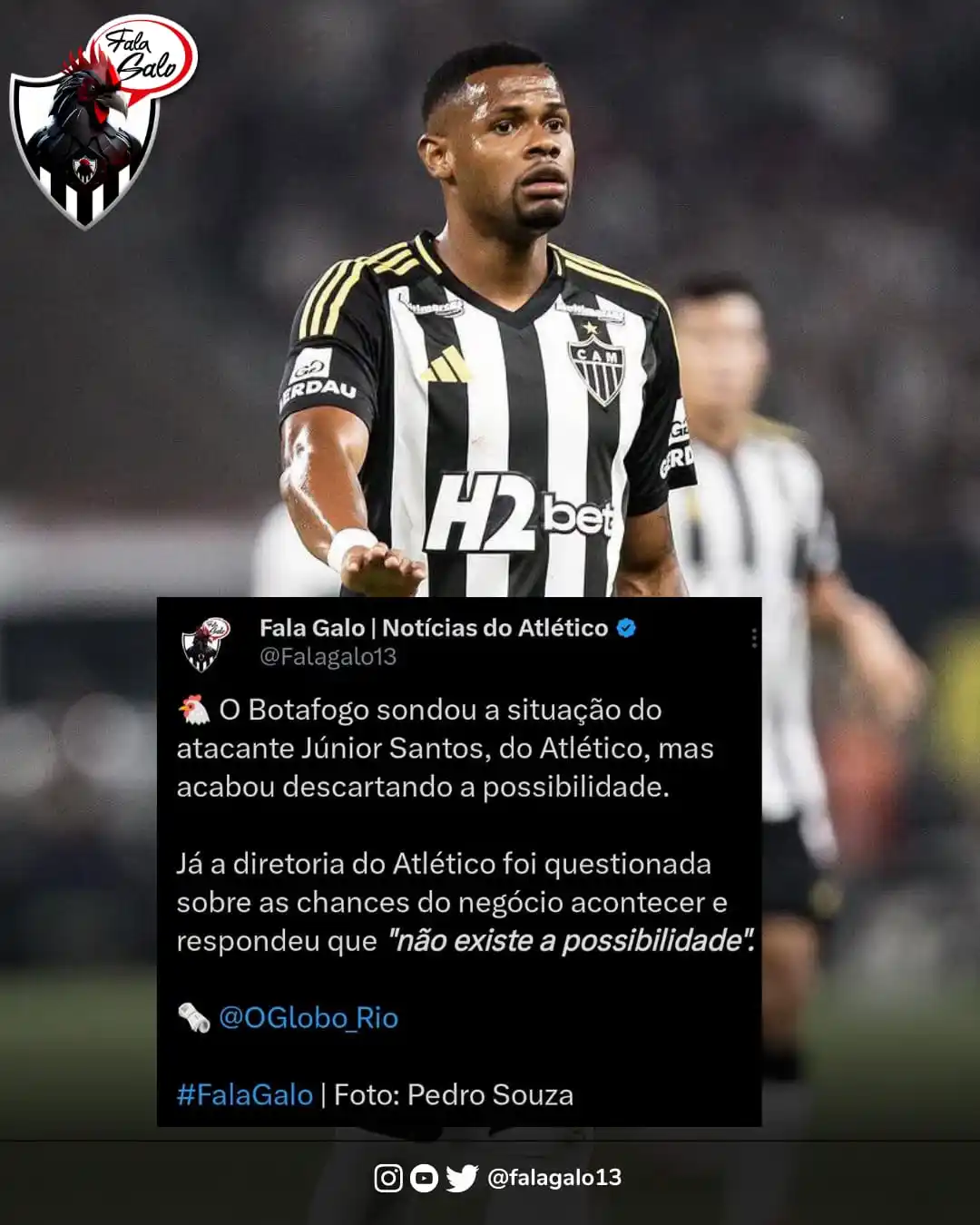 Image from 🐓 FALAGALO | Atlético ⚫⚪ : 🐔 O Botafogo sondou a situação do atacante Júnior Santos, do Atlético...