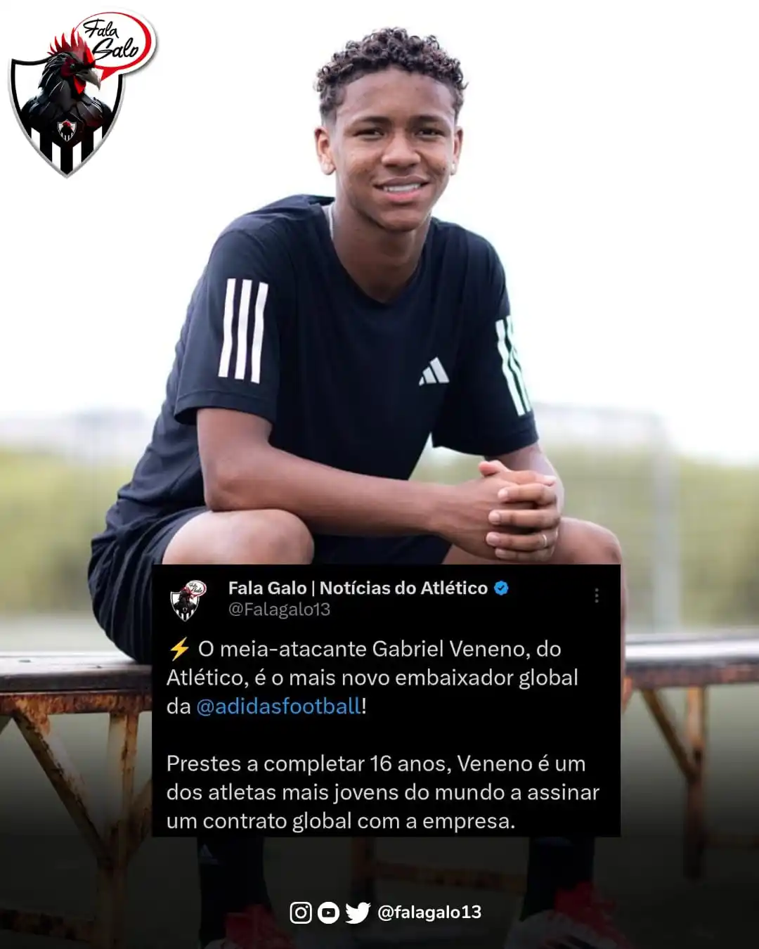 Image from 🐓 FALAGALO | Atlético ⚫⚪ : ⚡ O meia-atacante Gabriel Veneno, do Atlético, é o mais novo embaixado...