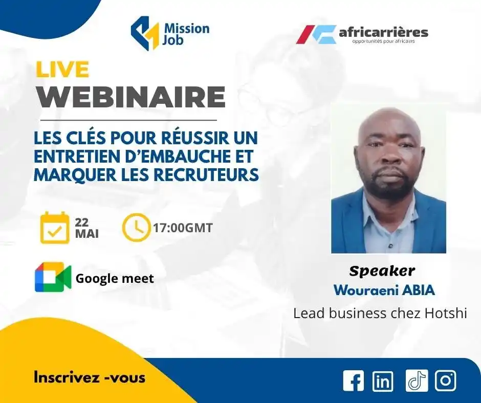 Image from Afri-Carrieres : Opportunités Pour Africains: 🔔 Plus que quelques jours avant notre webinaire exclusif: Les clés p...