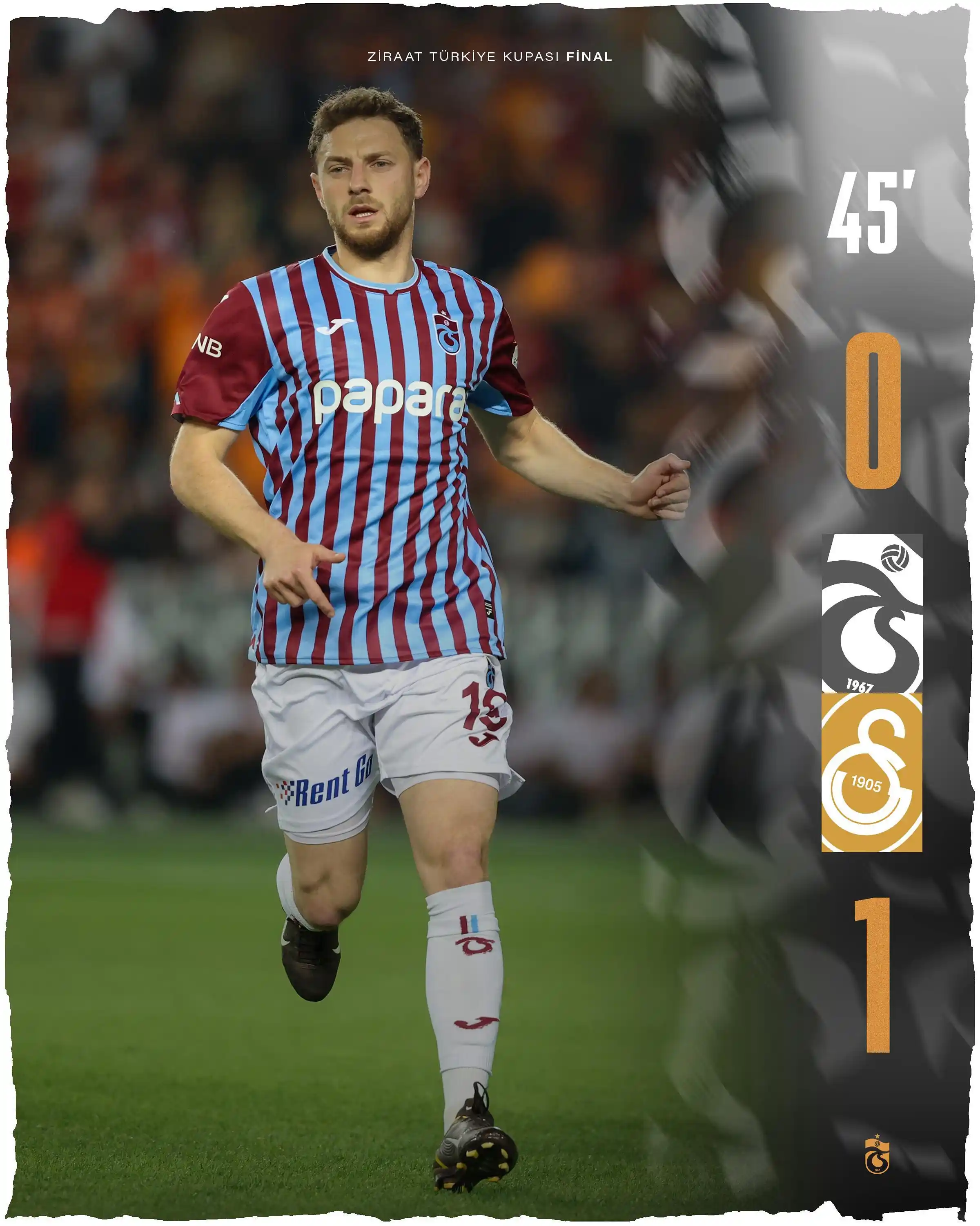 Image from Trabzonspor: ⏱ 45' Karşılaşmanın ilk yarısı tamamlandı. Trabzonspor 0-1 Galatasa...