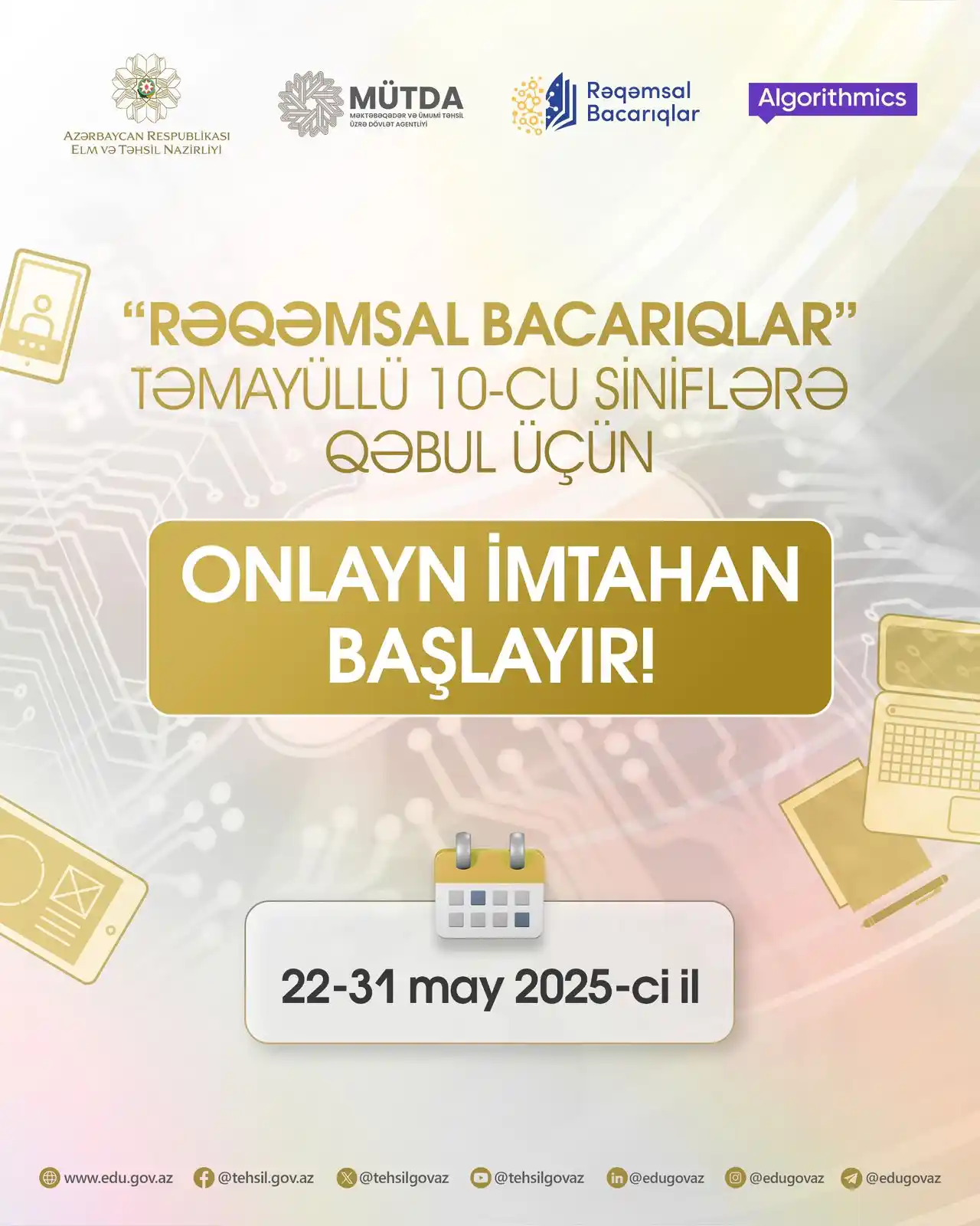 Image from AR Elm və Təhsil Nazirliyi: 9-cu sinif şagirdlərinin nəzərinə! “Rəqəmsal Bacarıqlar” təmayüllü 10...