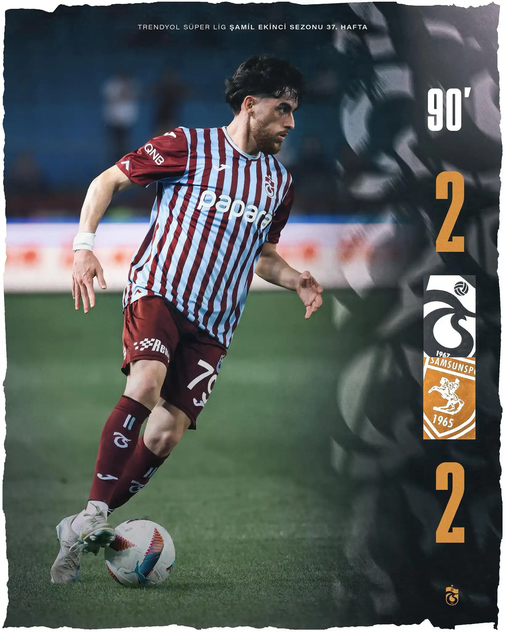 Image from Trabzonspor: ⏱ 90' Karşılaşma sona erdi. Trabzonspor 2-2 Reeder Samsunspor <a cla...