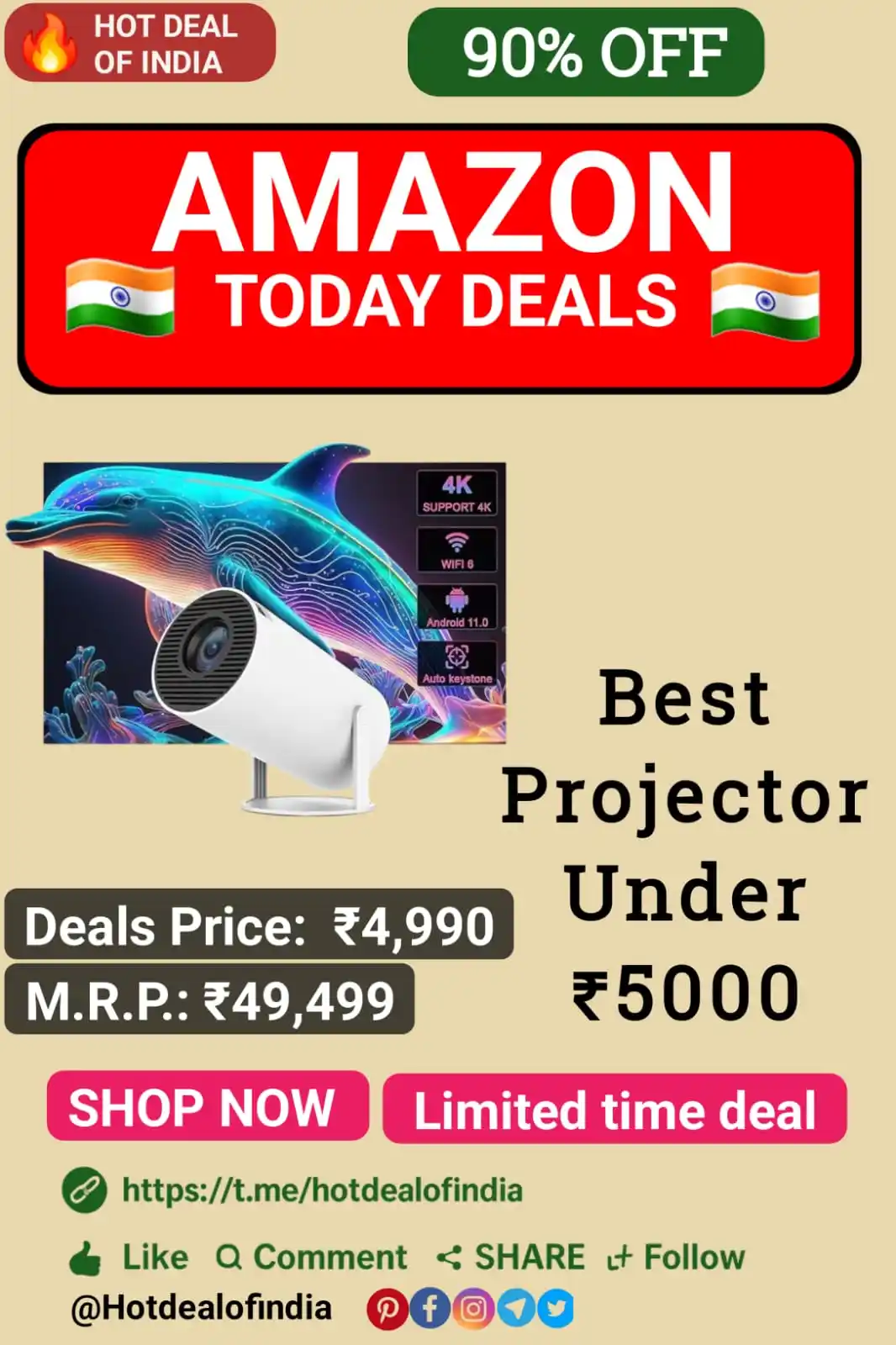 Image from Hot Deal Of India 🇮🇳: 🎬 Bring the Cinema Home with AUN Free Style Pro! Enjoy movies like ne...