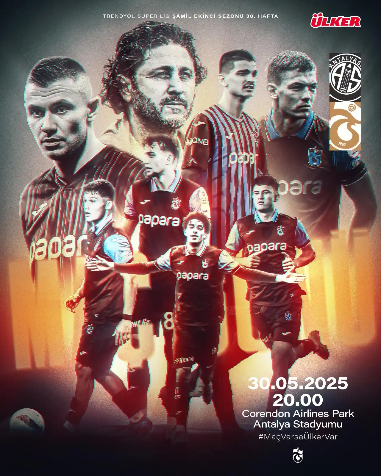 Image from Trabzonspor: 🔥 Bugün ❤️💙 🆚 Onvo Antalyaspor ⏰ 20.00 🏟 Corendon Airlines Park 📲...