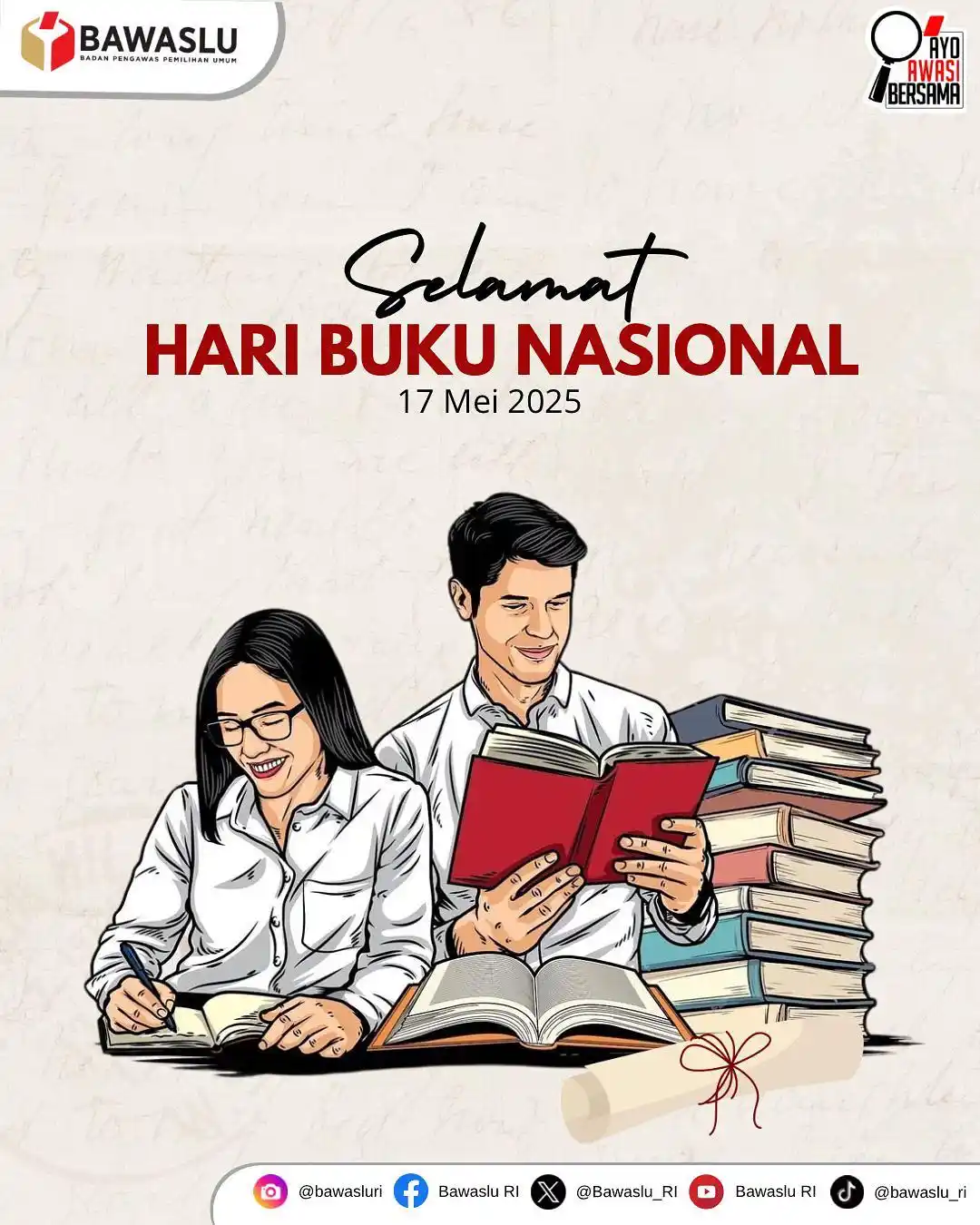 Image from Bawaslu RI: Buku adalah suara yang tertulis, demokrasi adalah suara yang didengar....