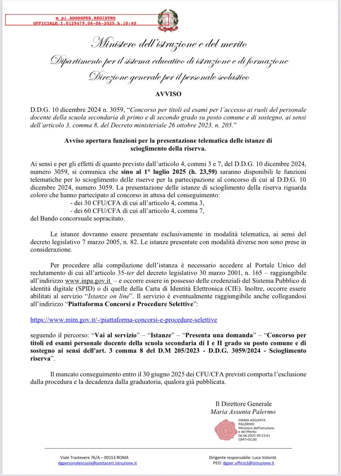 Image from UilScuolaRuaCremona: *Concorso personale docente (D.D.G. 10 dicembre 2024 n. 3059) - Avviso...
