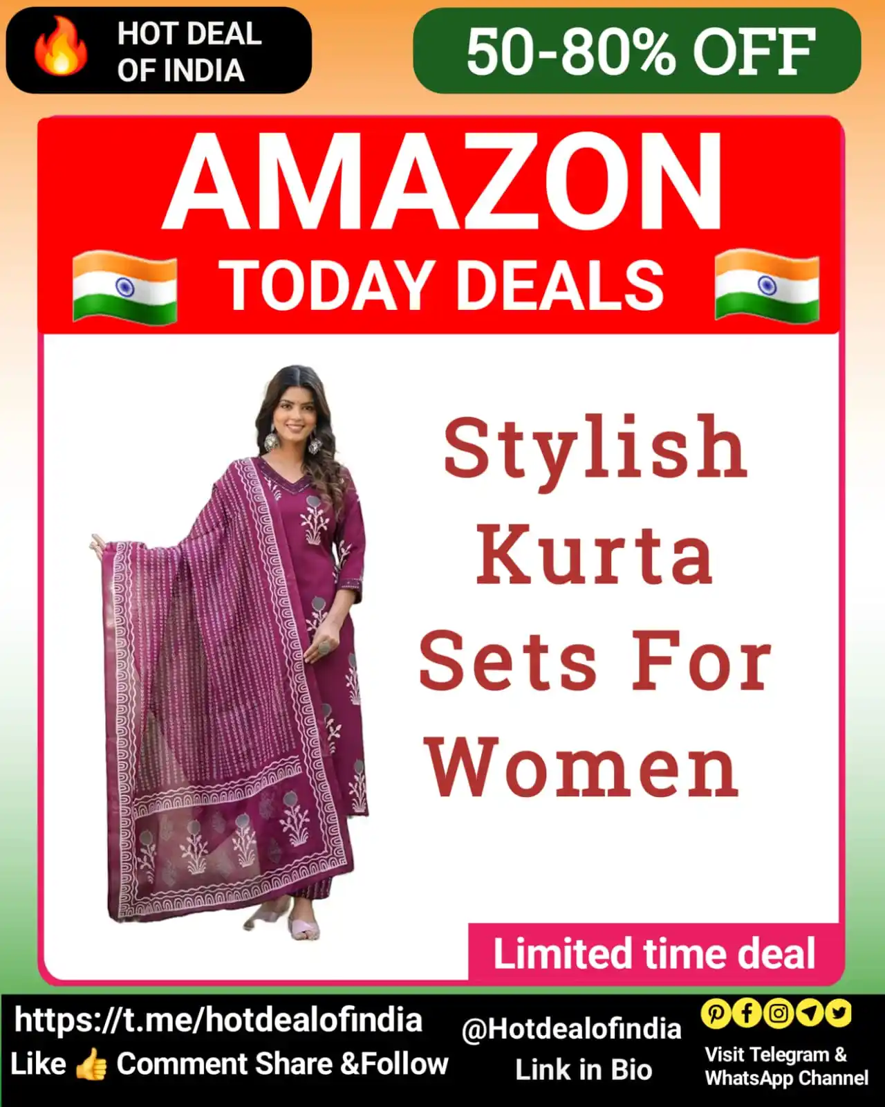 Image from Hot Deal Of India 🇮🇳: 💃✨ Desi Look, Modern Style! Step out in elegance with the latest Kurt...