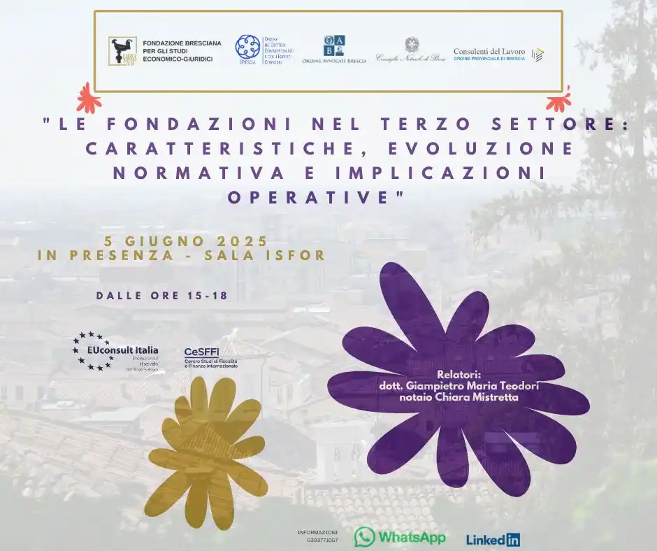 Image from Fondazione Bresciana per gli studi Economico - Giuridici: 🎙️ È in corso il convegno "Fondazioni nel Terzo Settore: caratteristi...