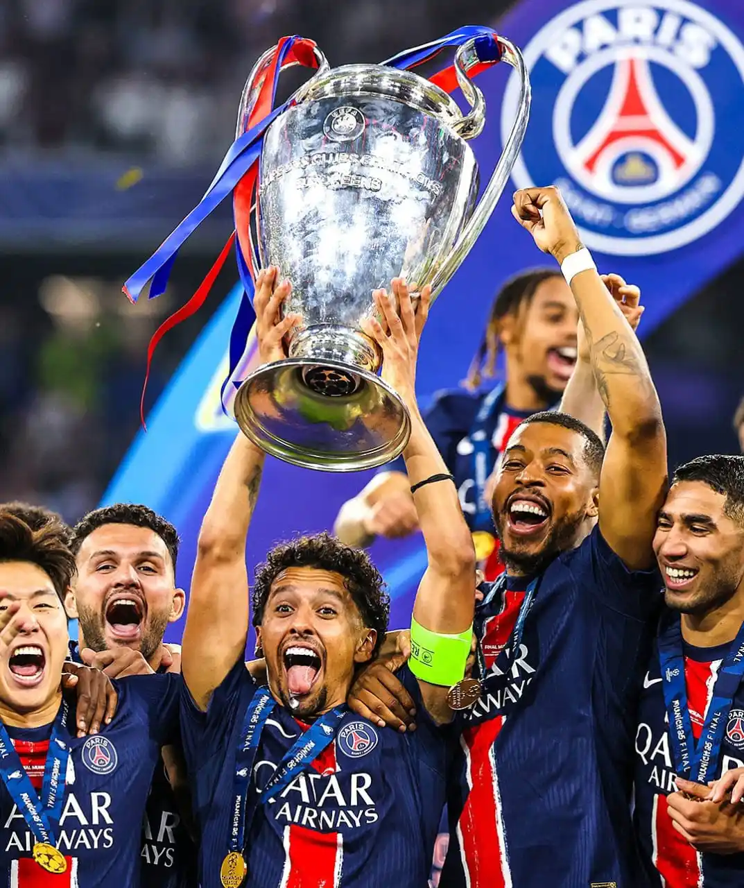 Image from SportyTV: FIRST UEFA CHAMPIONS LEAGUE TITLE EVER! PSG with the final touch on 'T...
