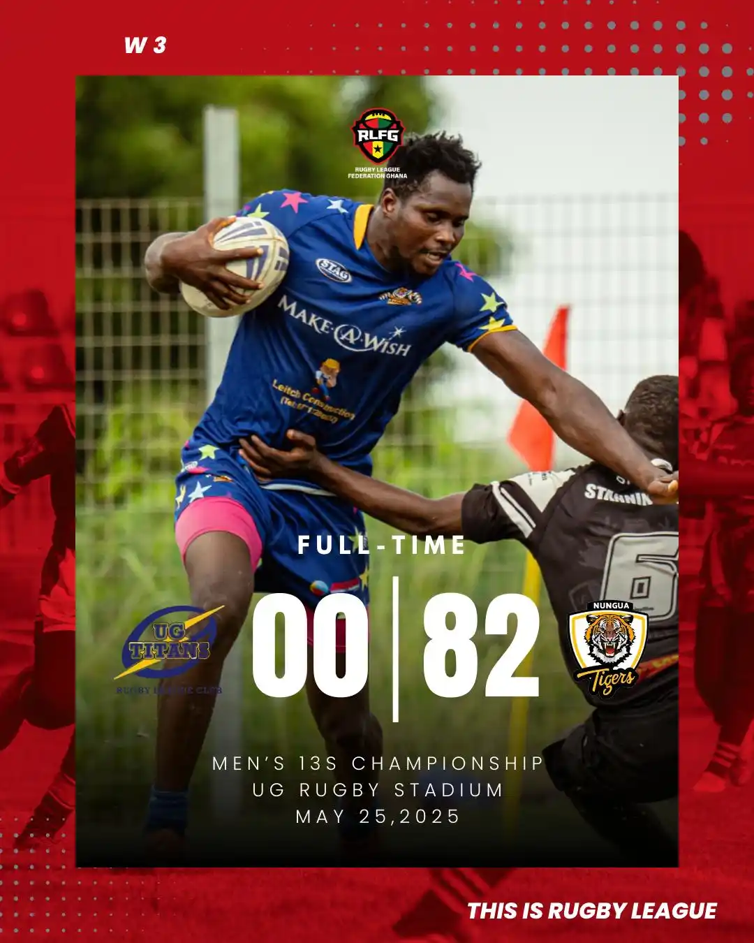 Image from RUGBY LEAGUE FEDERATION GHANA 🇬🇭 🏉: 🚨 FULL-TIME 🚨 🎓 UG TITANS 0-82 🐯 TIGERS Total dominance from the ...