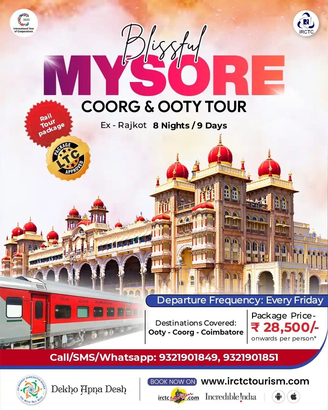 Image from IRCTC Official: Get ready to experience the pristine charms of Mysore, Ooty, Coorg, an...