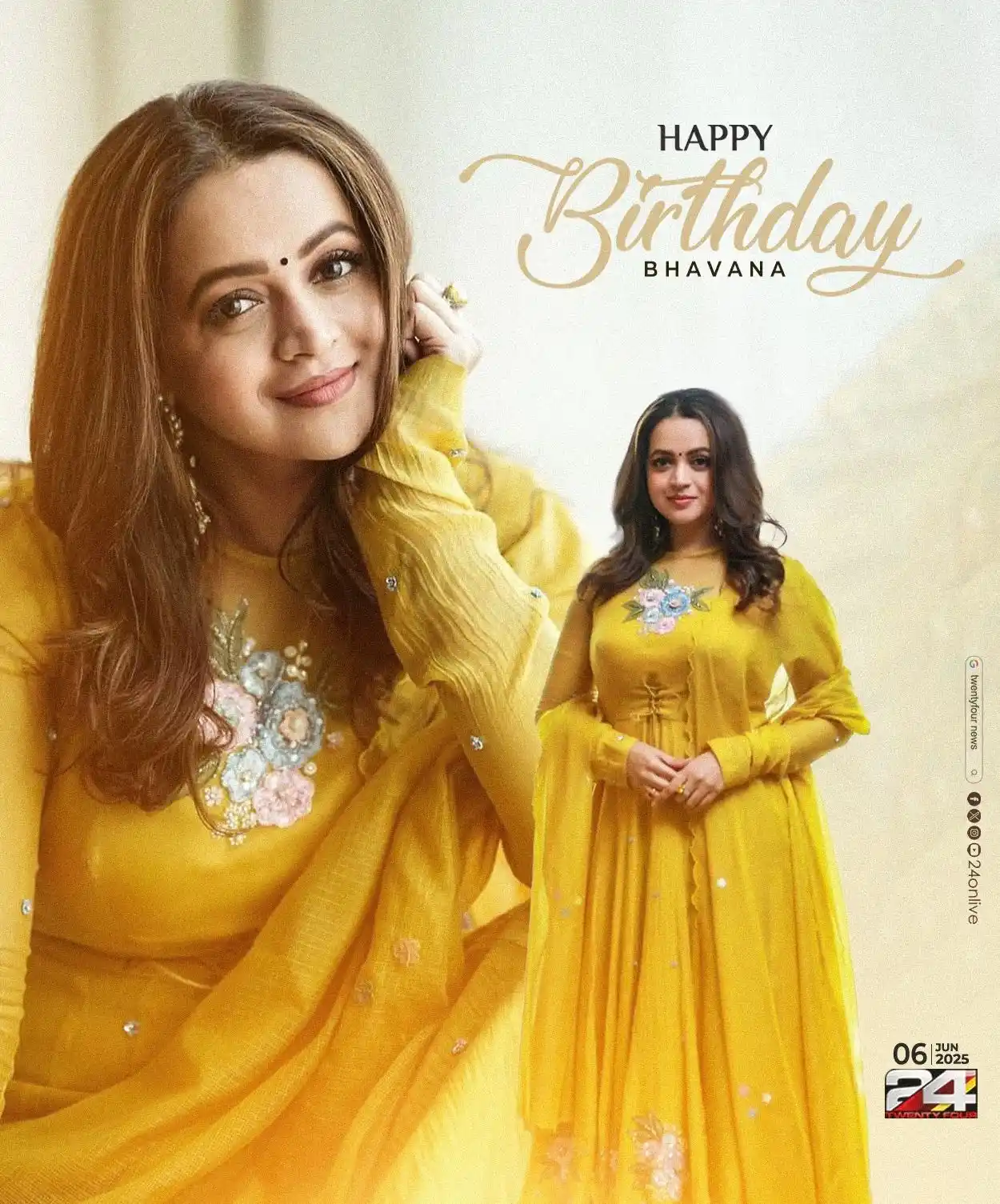 Image from 24 News: *Happy Birthday Bhavana* 🥳...