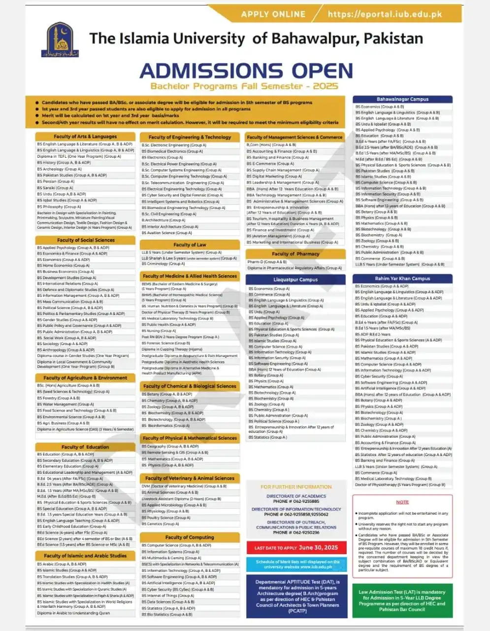 Image from MDCAT Study Buddy: Islamia University of Bahawalpur Admissions open for fall 2025 Bahaw...