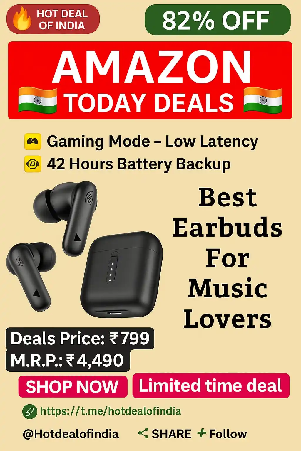 Image from Hot Deal Of India 🇮🇳: Looking for budget-friendly TWS earbuds with killer sound and epic bat...