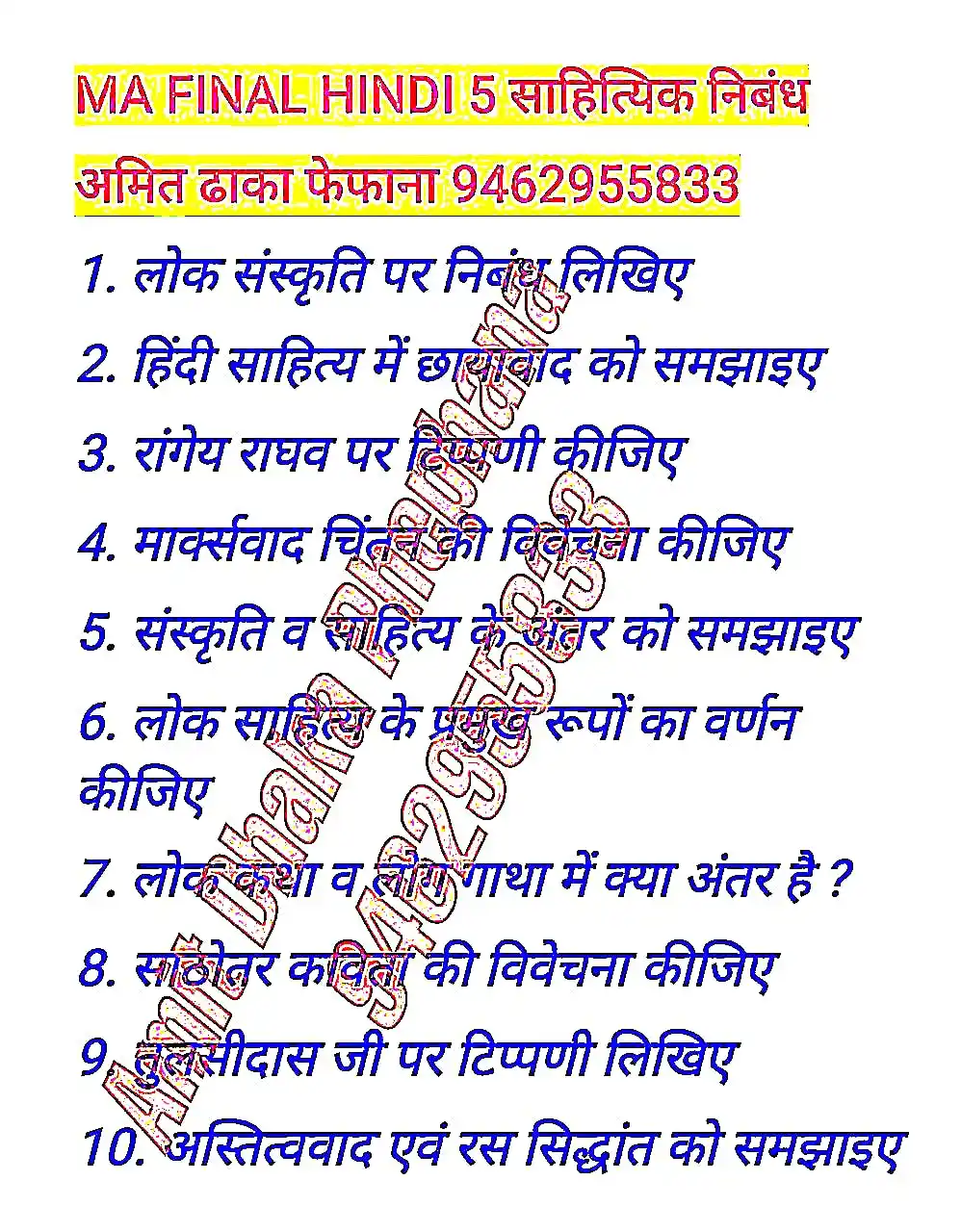 MGSU GUESS PAPER post