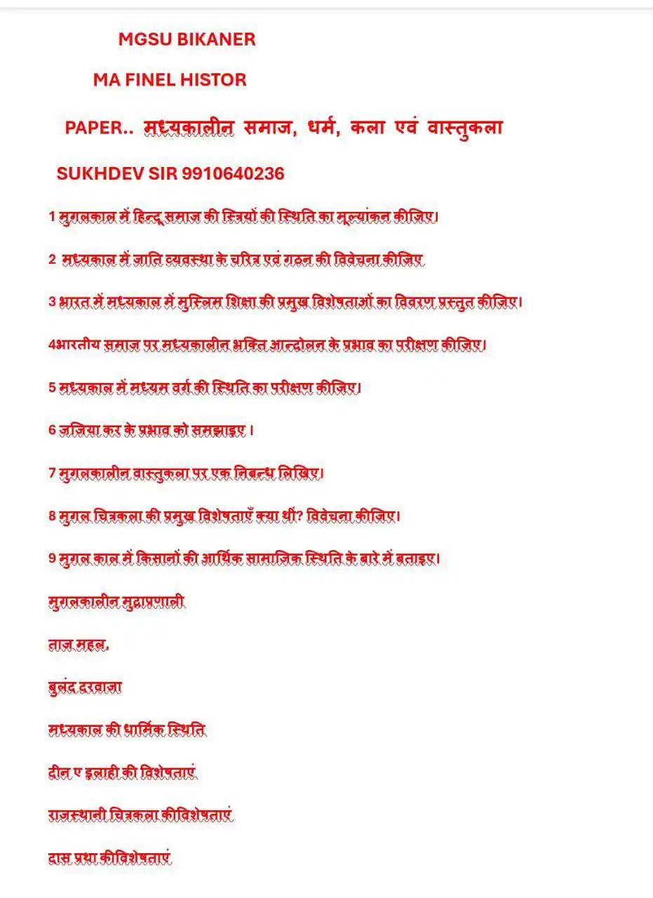 MGSU GUESS PAPER post