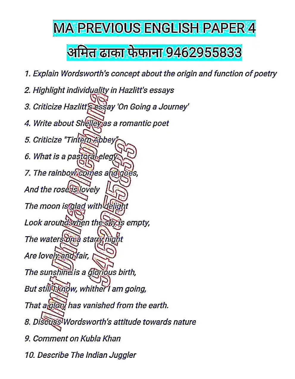 MGSU GUESS PAPER post