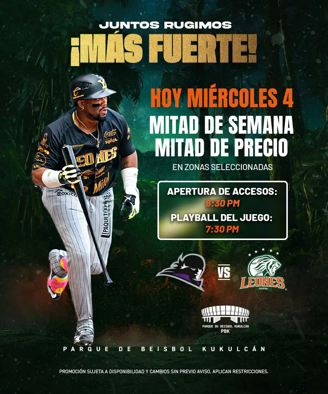 Image from Leones de Yucatán: Miércoles con M de Mitad de precio😮‍💨🙌🏼 ¡HOY TODOS A LA CUEVA!🏟️�...