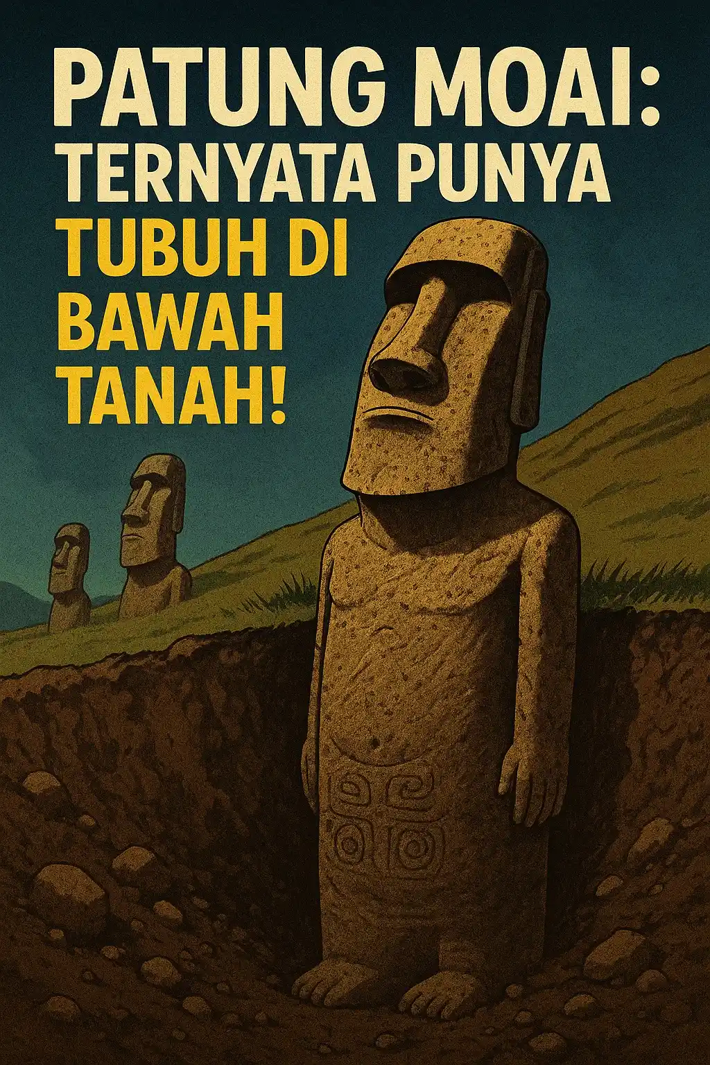 Image from belajar fakta & misteri dunia: 🗿 Patung Moai Ternyata Punya Badan? Bukan Cuma Kepala Doang?! Selama ...