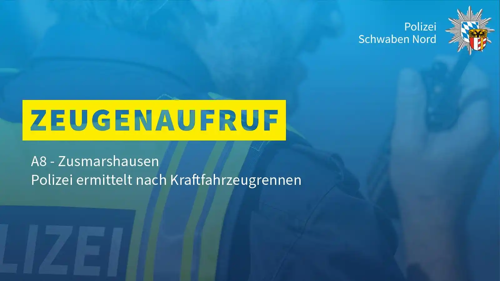 Image from Polizei Schwaben Nord - Augsburg und Region: *Polizei ermittelt nach Kraftfahrzeugrennen*  Am Sonntag (01.06.2025),...