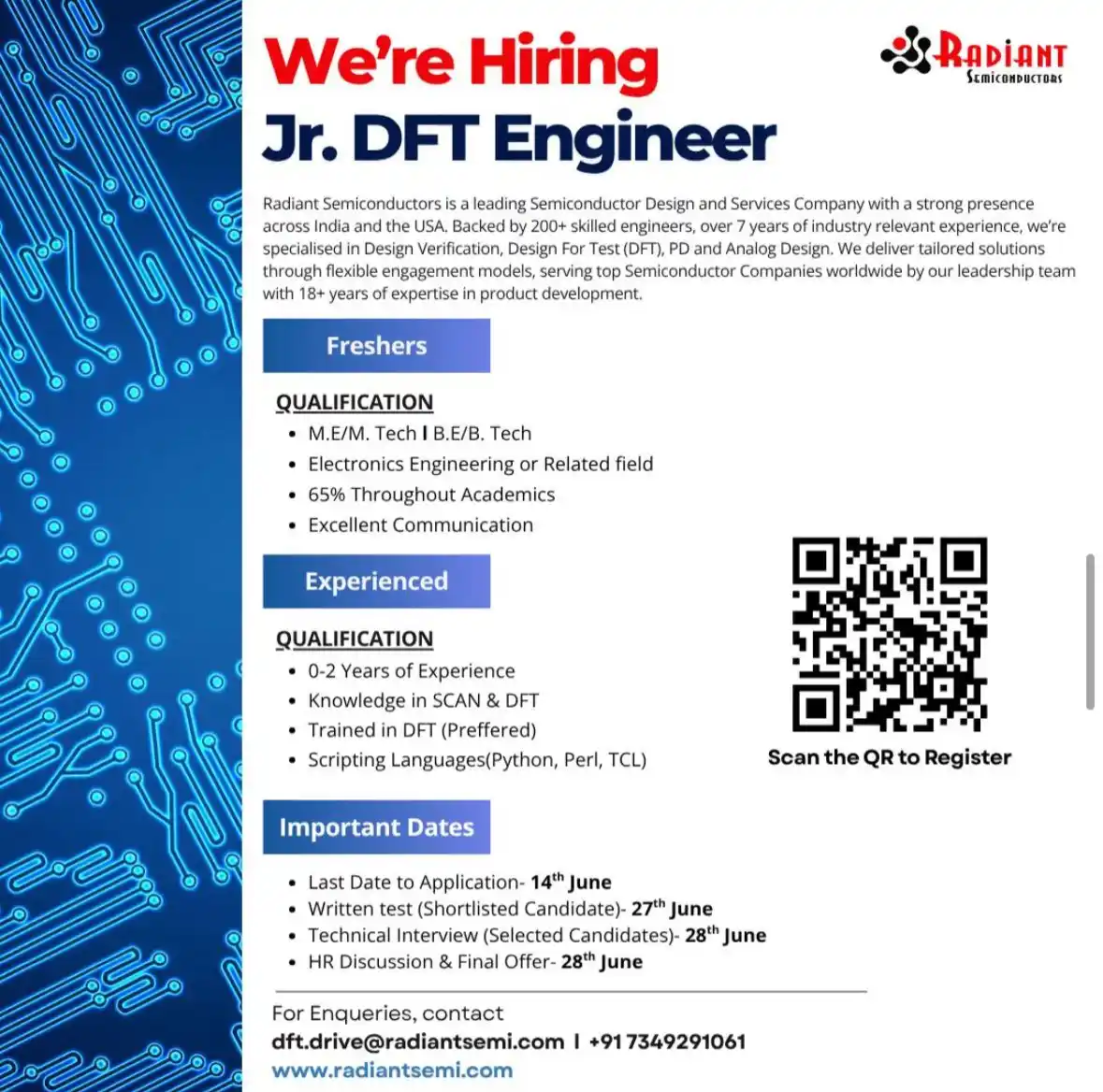 Image from Job Openings: Radiant Semiconductors is inviting applications from all bright & youn...