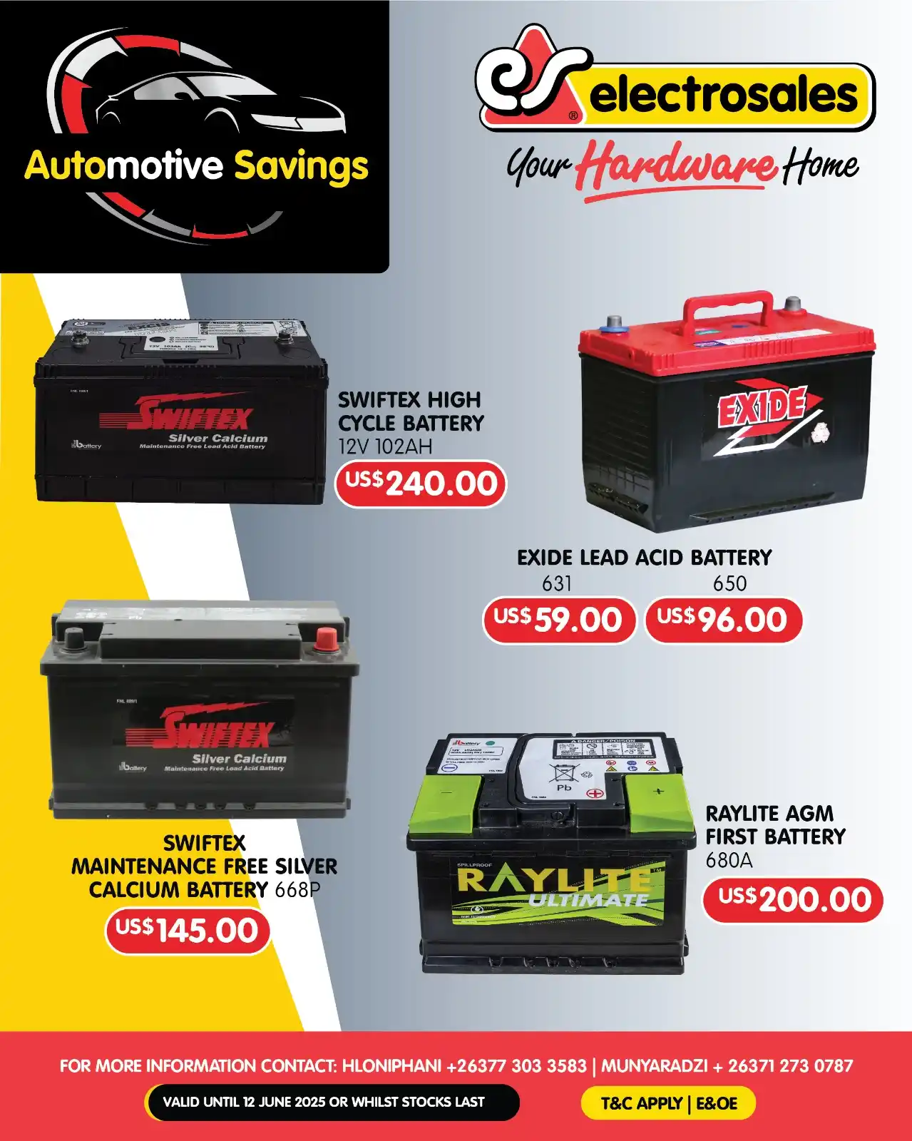 Image from Electrosales Hardware: *Reliable Power for Your Car*🚘 Don’t let a dead battery leave you st...