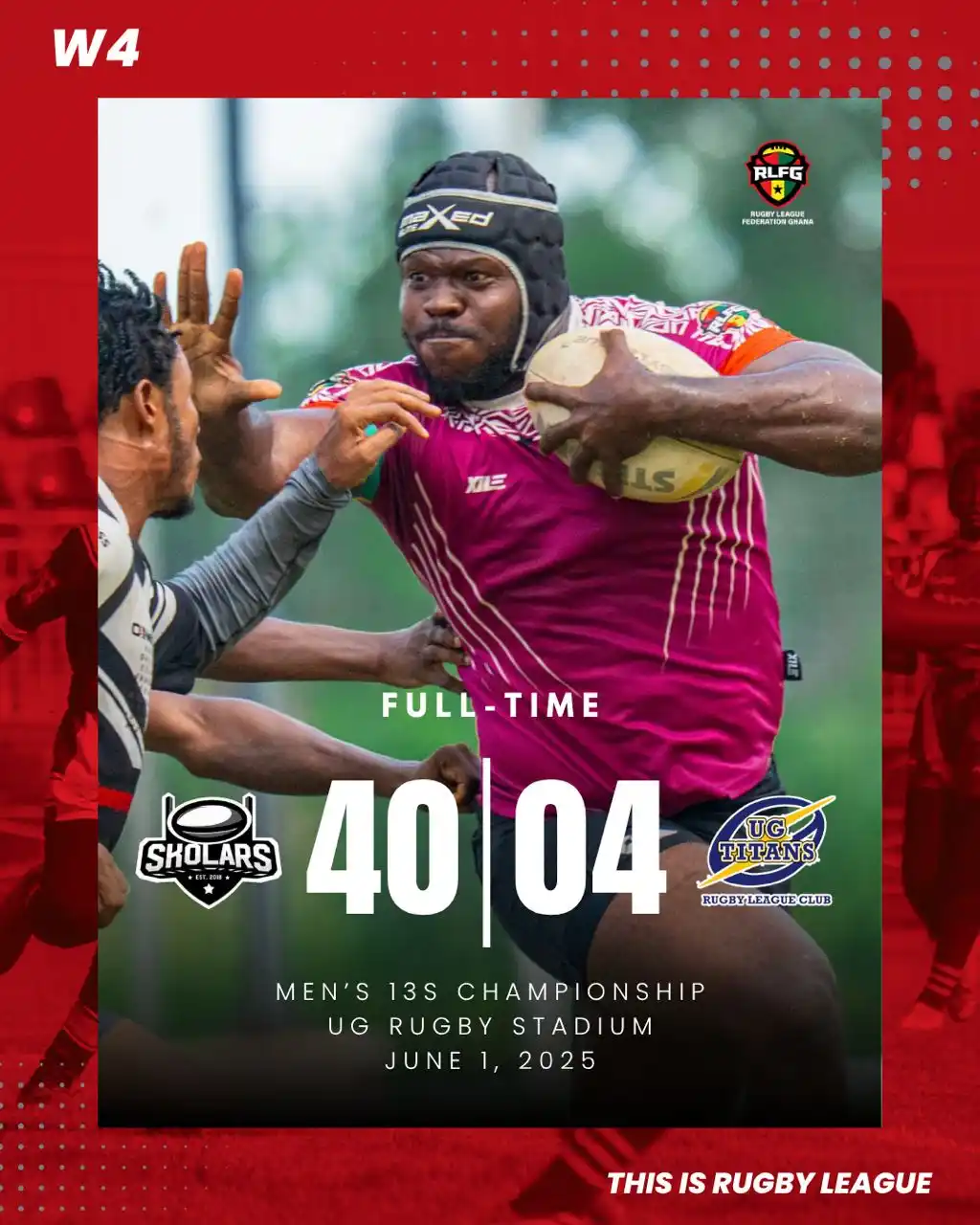 Image from RUGBY LEAGUE FEDERATION GHANA 🇬🇭 🏉: 🚨 RLFG 13s Championship – Week 4 Results 🚨 Big wins. Bigger stateme...