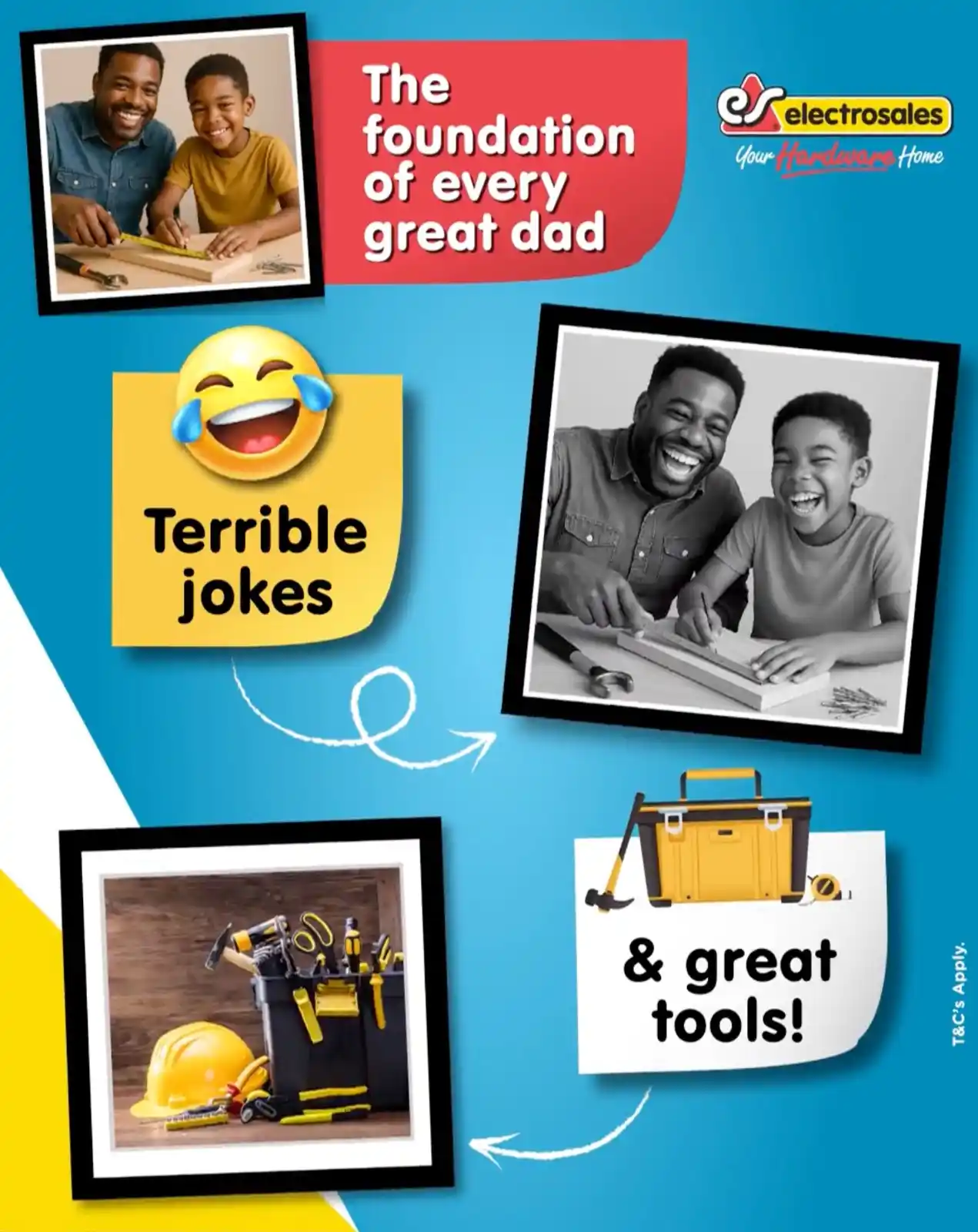 Image from Electrosales Hardware: THE FOUNDATION OF EVERY GREAT DAD: TERRIBLE JOKES & GREAT TOOLS We’re...