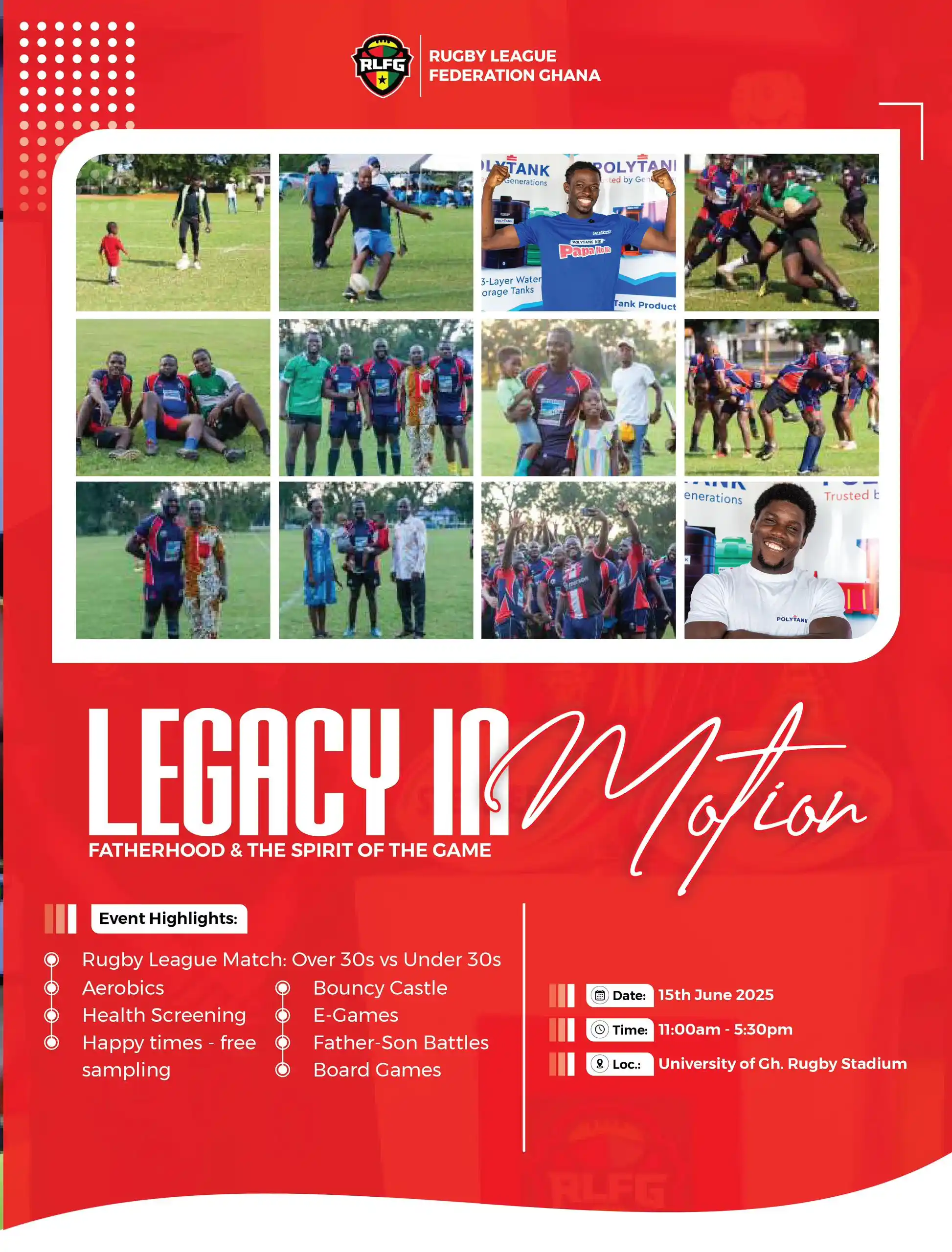 Image from RUGBY LEAGUE FEDERATION GHANA 🇬🇭 🏉: *This Father’s Day, we celebrate Legacy in Motion!*🏉🔥👨‍👦  The Rugb...