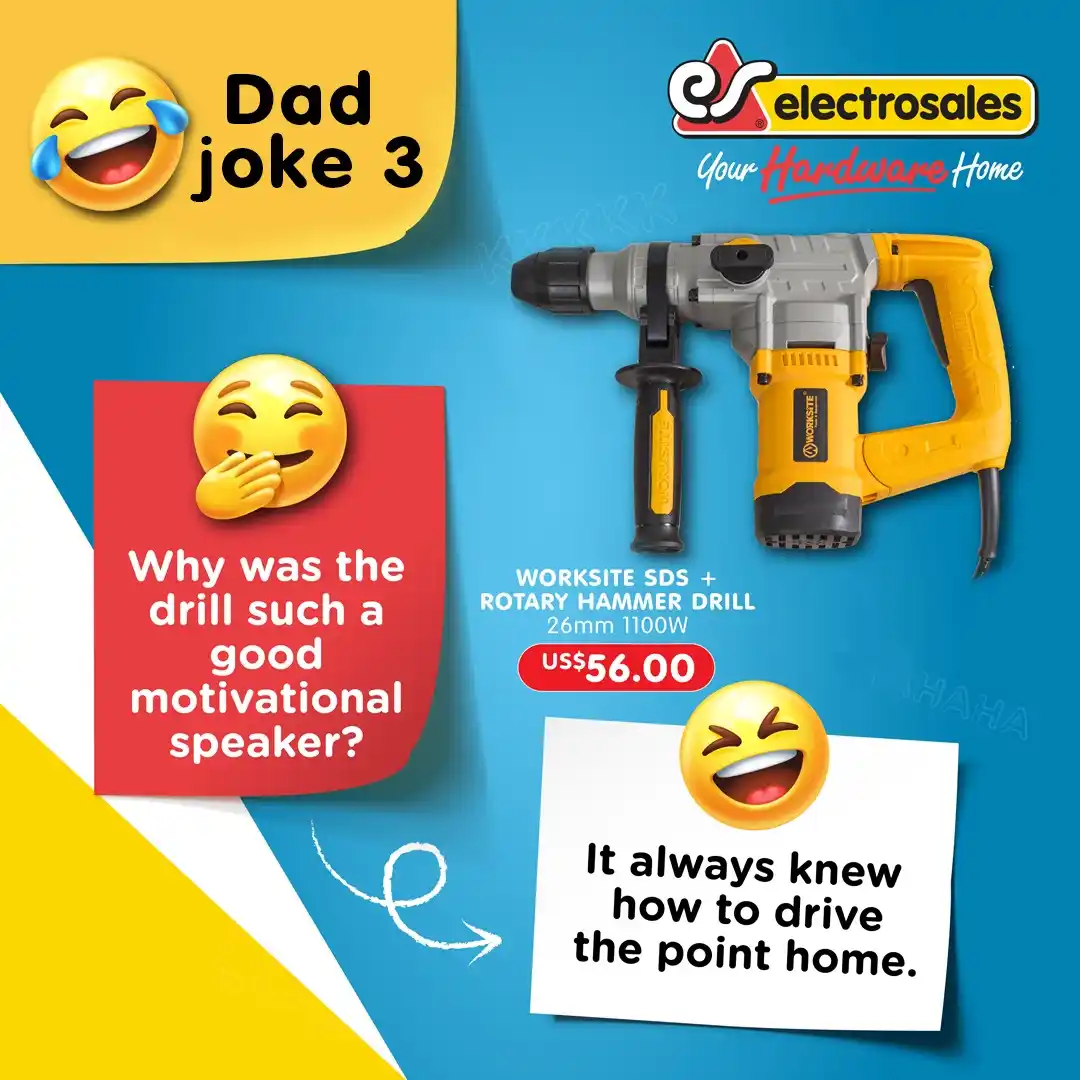 Image from Electrosales Hardware: This Father’s Day, we’re celebrating the kings of corny humour - dads!...