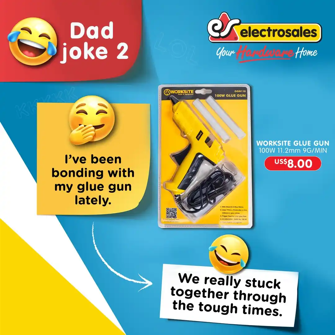 Image from Electrosales Hardware: This Father’s Day, we’re celebrating the kings of corny humour - dads!...