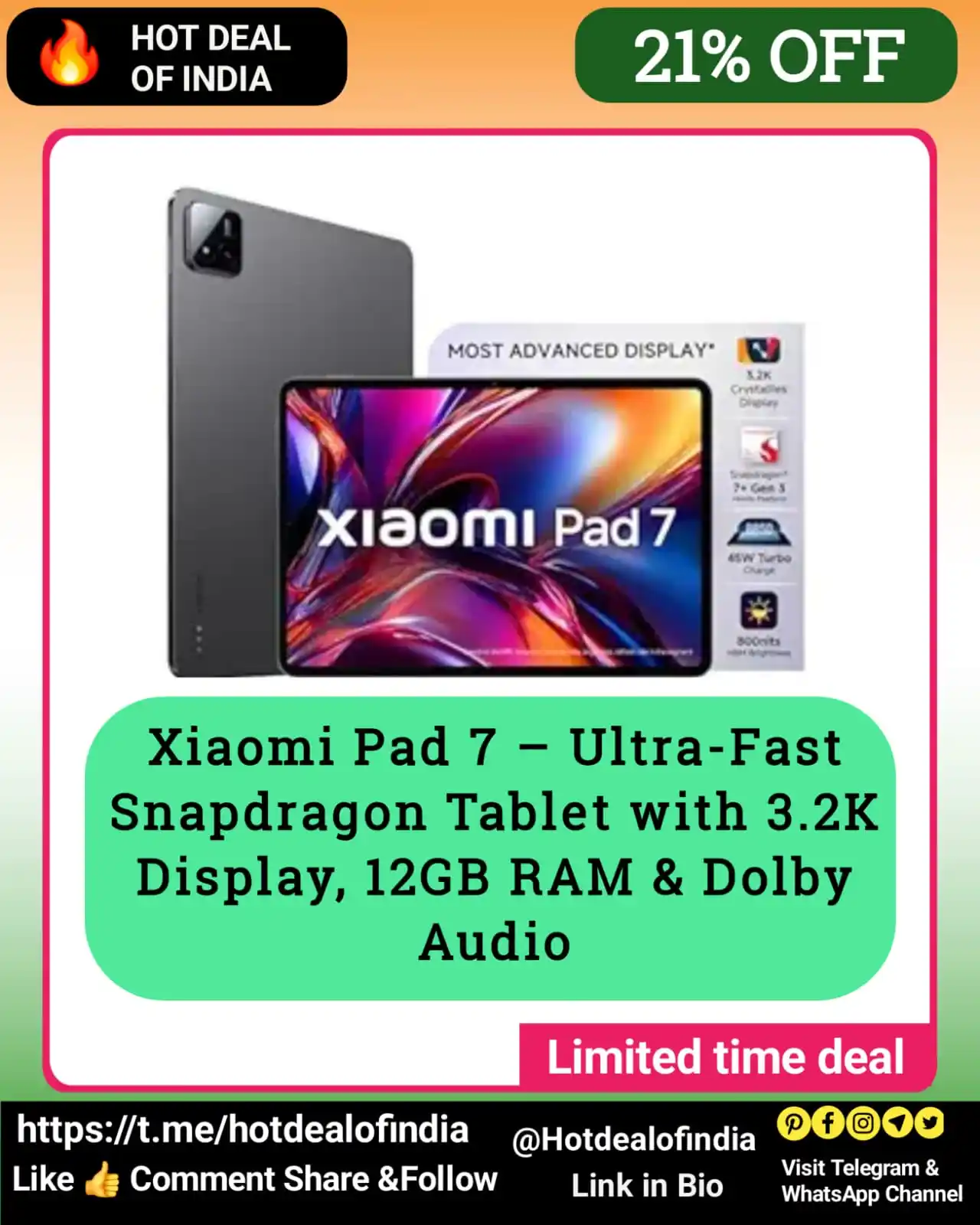 Image from Hot Deal Of India 🇮🇳: Trending Keywords (Minimum 5 words each): High-performance tablet with...