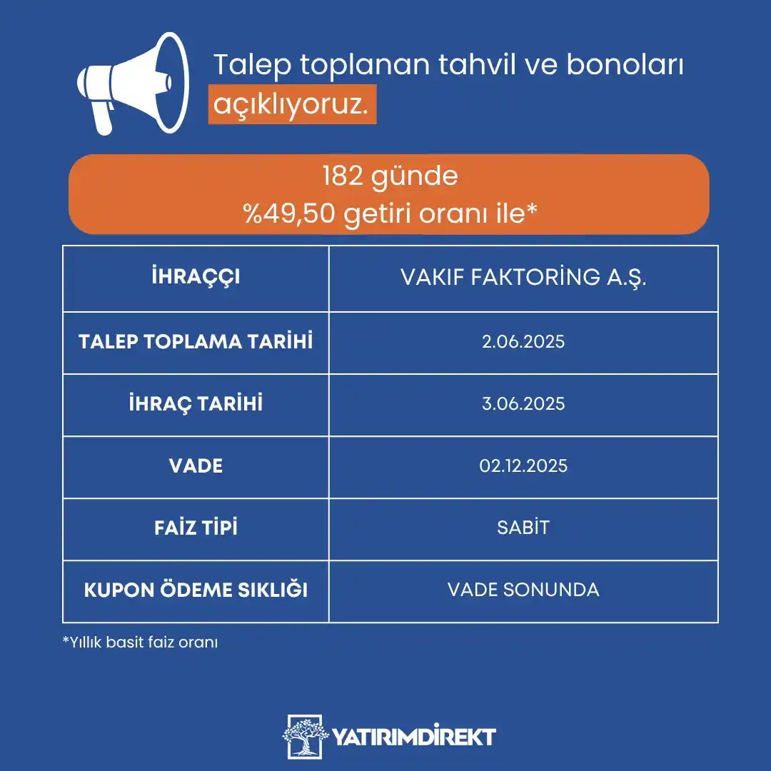 Image from YATIRIMDİREKT: Tüm tahvil ve bonoları görmek için http://yatirimdirekt.com 'u ziyaret...