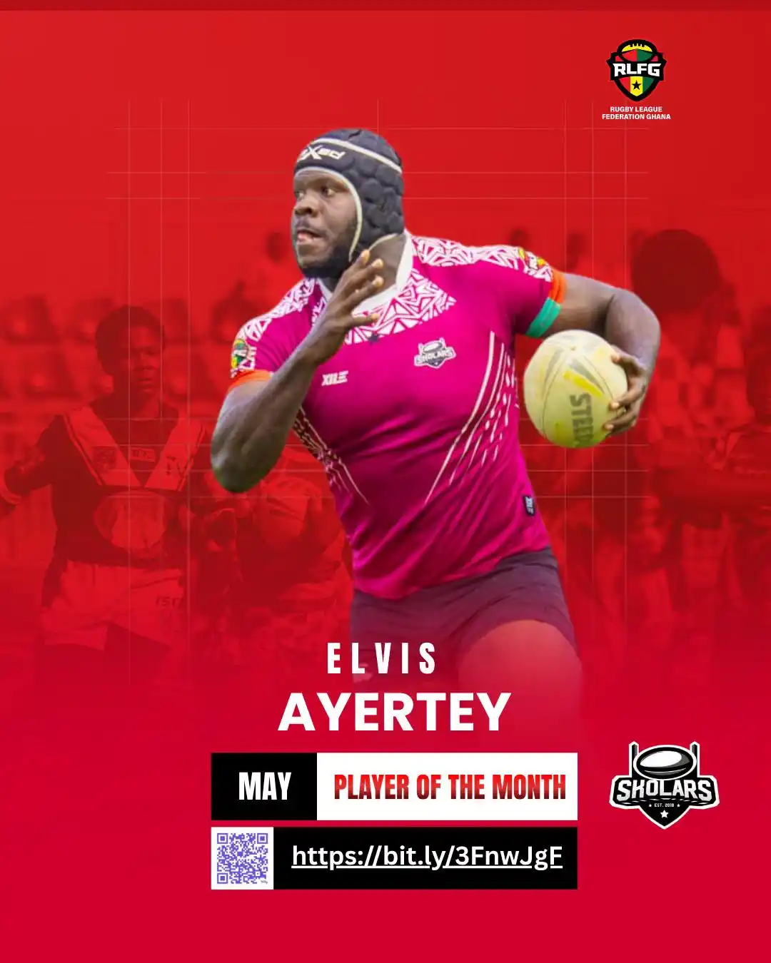 Image from RUGBY LEAGUE FEDERATION GHANA 🇬🇭 🏉: 🔥🏉 Vote Elvis Ayertey for Rugby League 13’s Player of the Month – Ma...