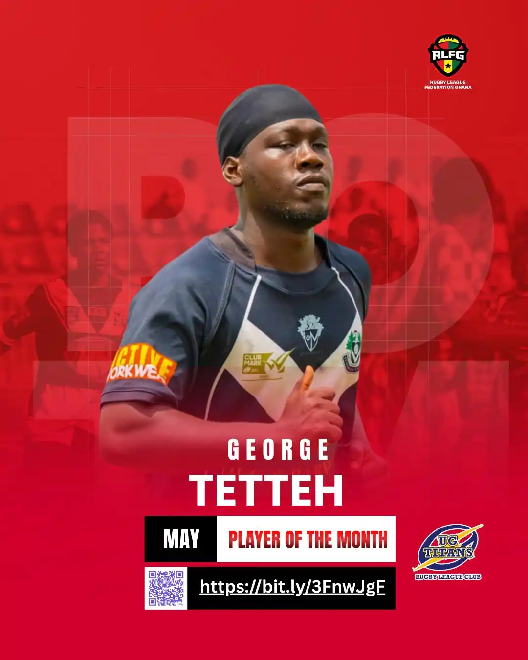 Image from RUGBY LEAGUE FEDERATION GHANA 🇬🇭 🏉: 🔥🏉 Vote George Tetteh for Rugby League 13’s Player of the Month – Ma...