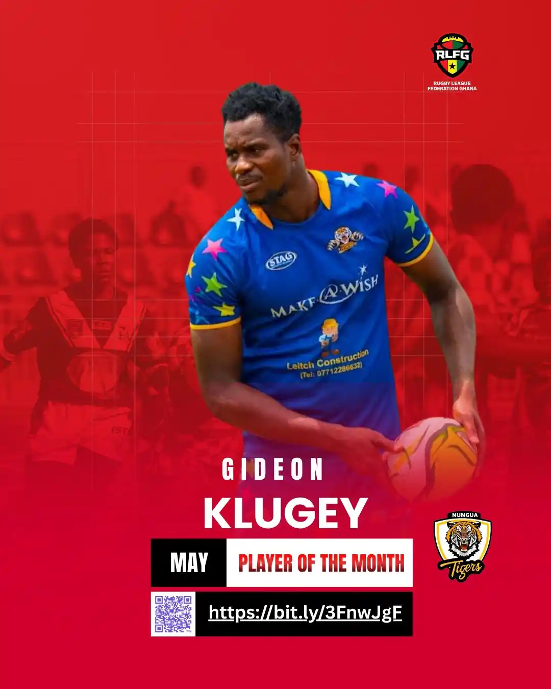 Image from RUGBY LEAGUE FEDERATION GHANA 🇬🇭 🏉: 🔥🏉 Vote Gideon Klugey for Rugby League 13’s Player of the Month – Ma...