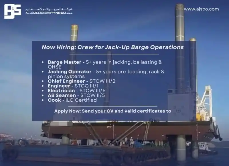 Image from Marine Jobs : We are hiring experienced crew for upcoming jack-up barge projects: ...