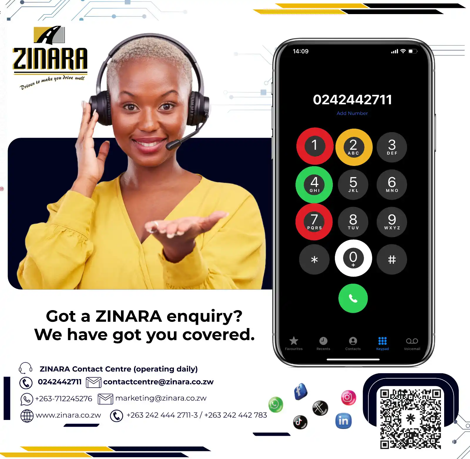 Image from ZINARA Official Updates: Zinara enquiries made easy! Call 0242 442 711 for answers and support....