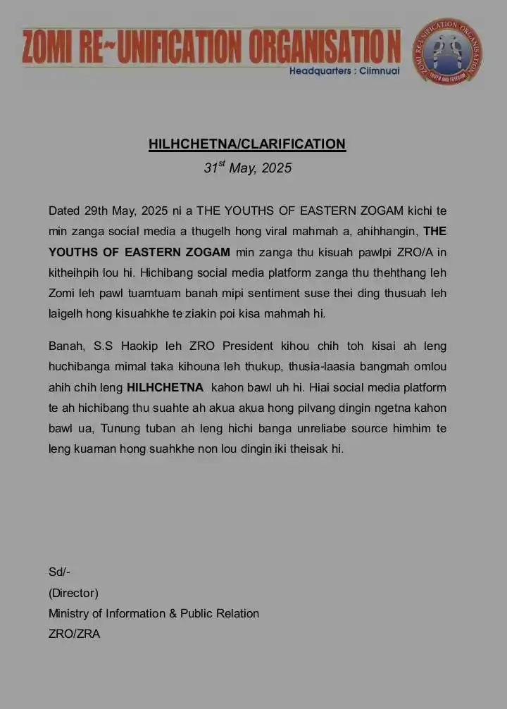 Image from SIZO-PAWK KHANGLAI: ZRO apat Clarification Social media ah zuau thu leh nam khat leh kha...